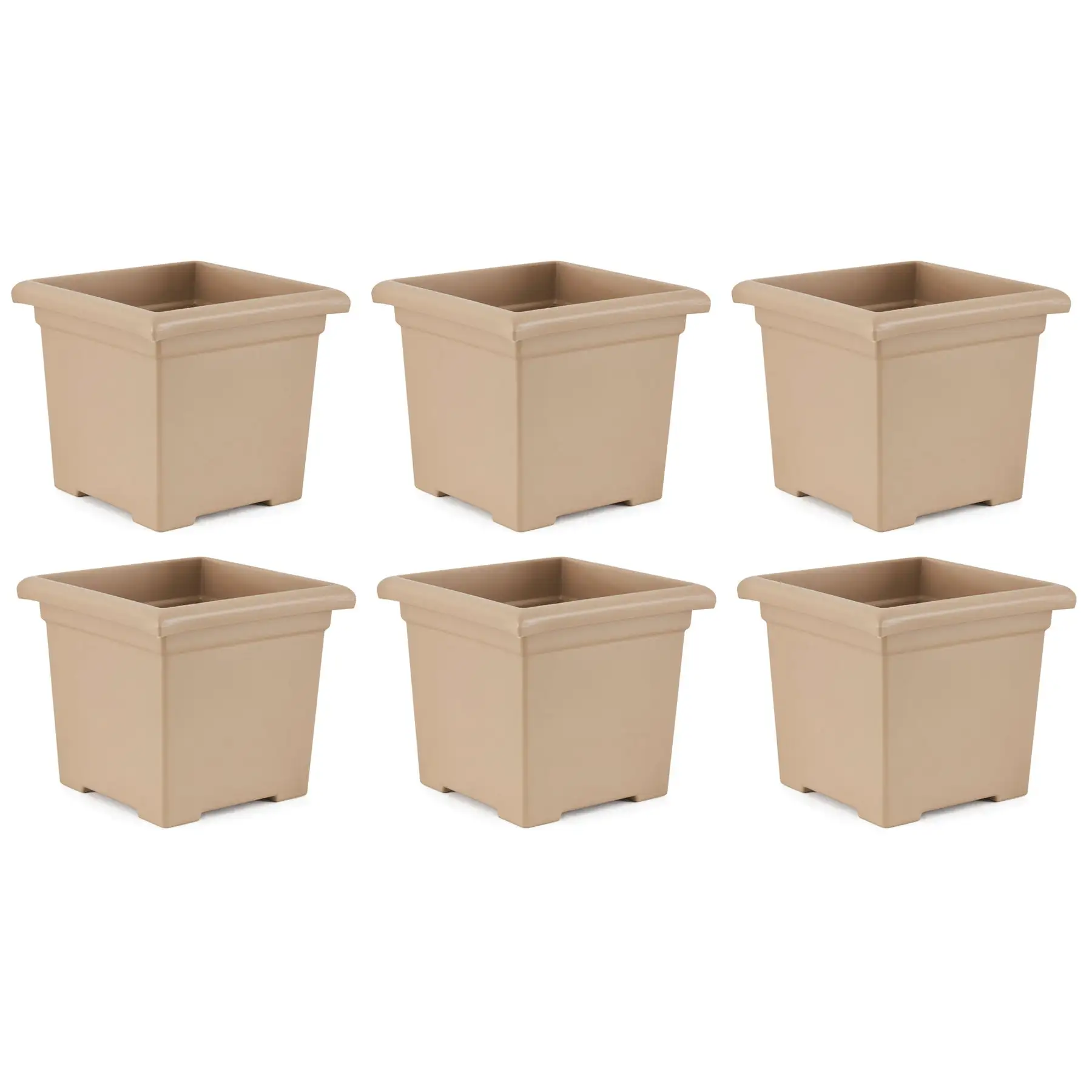 HC Companies 13.25" x 15.5" Outdoor Square Accent Planter, Sandstone (6 Pack)