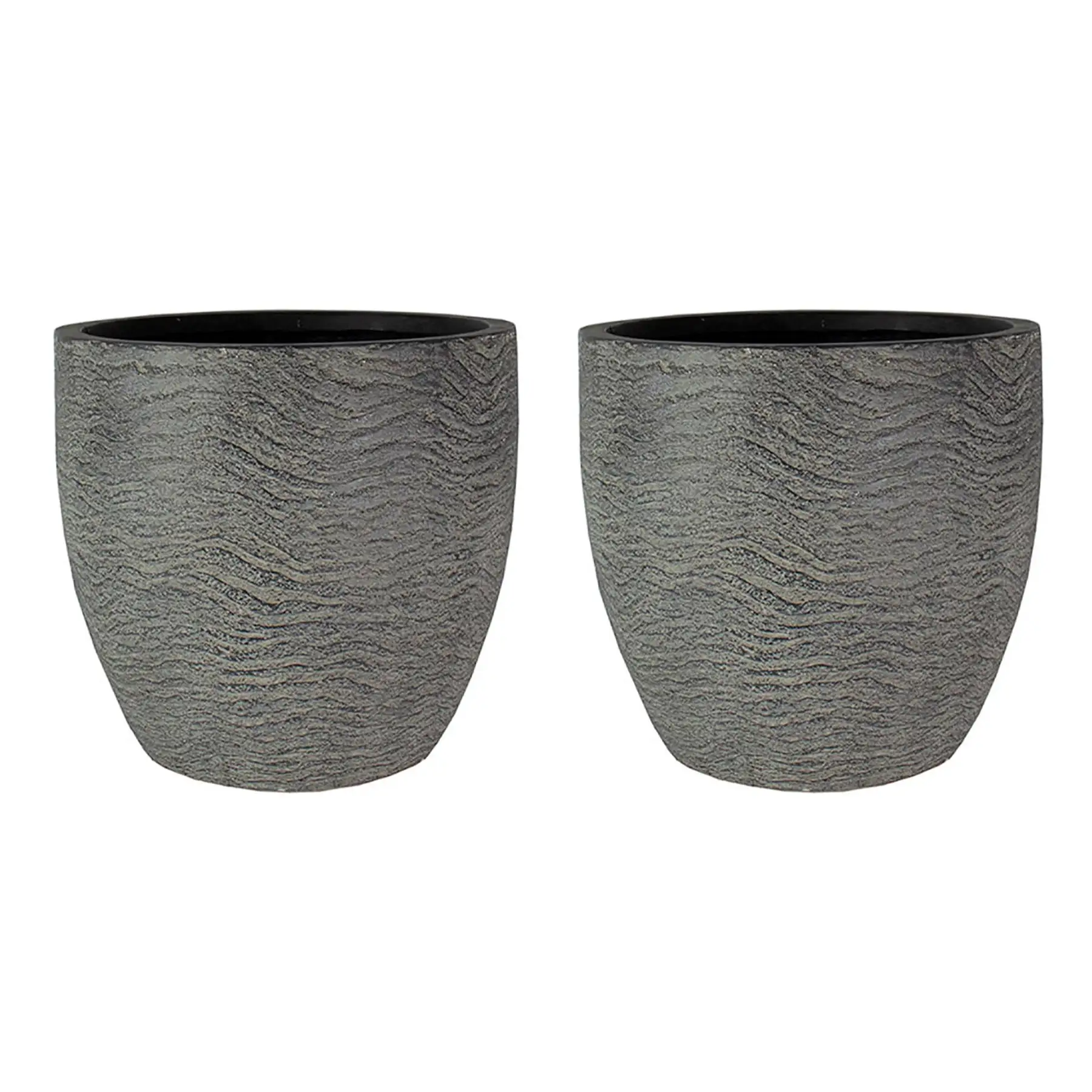 HC Companies Aspen 12 Inches Indoor Outdoor Round Planter, Charcoal (2 Pack)