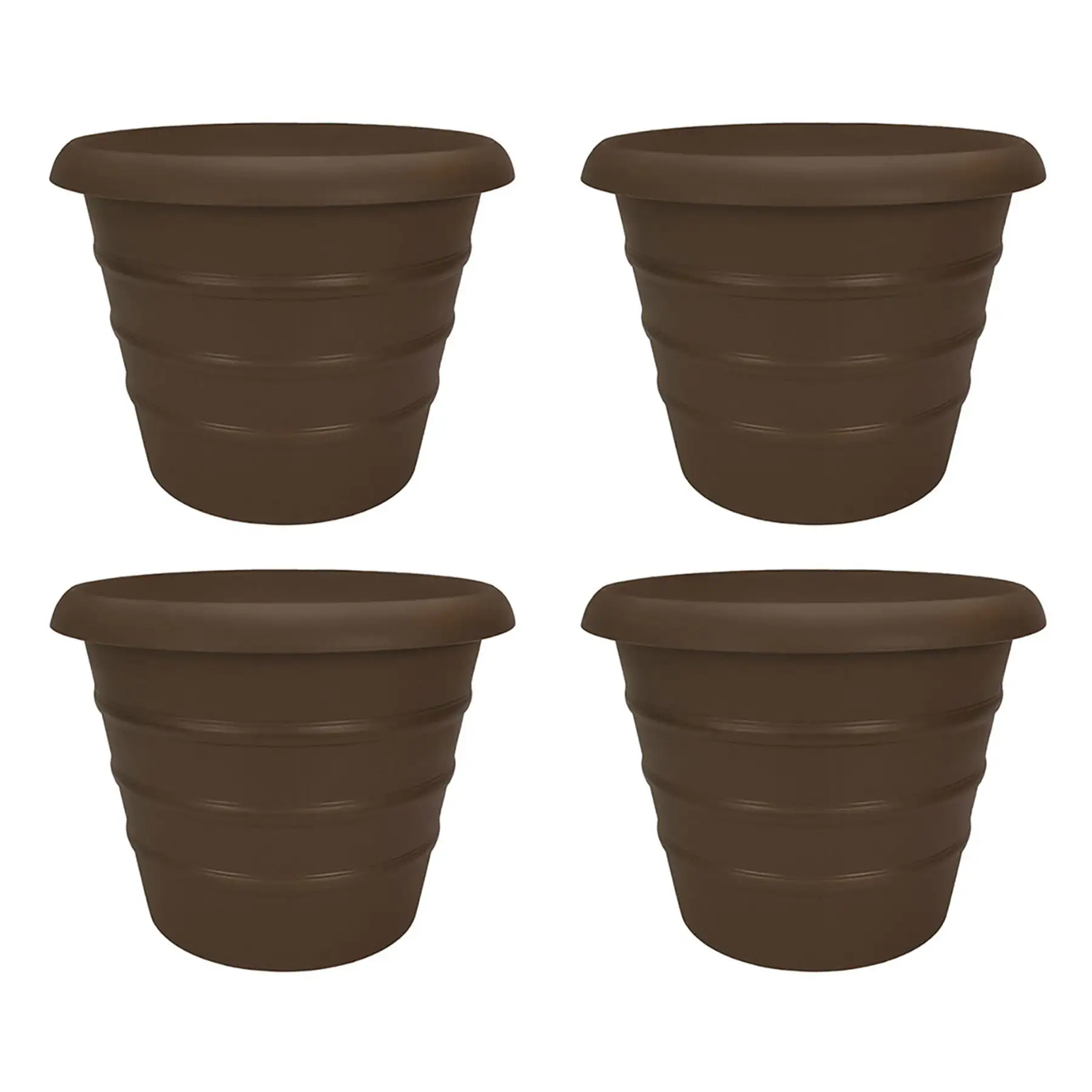 HC Companies Aspen 20" Indoor Outdoor Round Planter, Chocolate Brown (4 Pack)