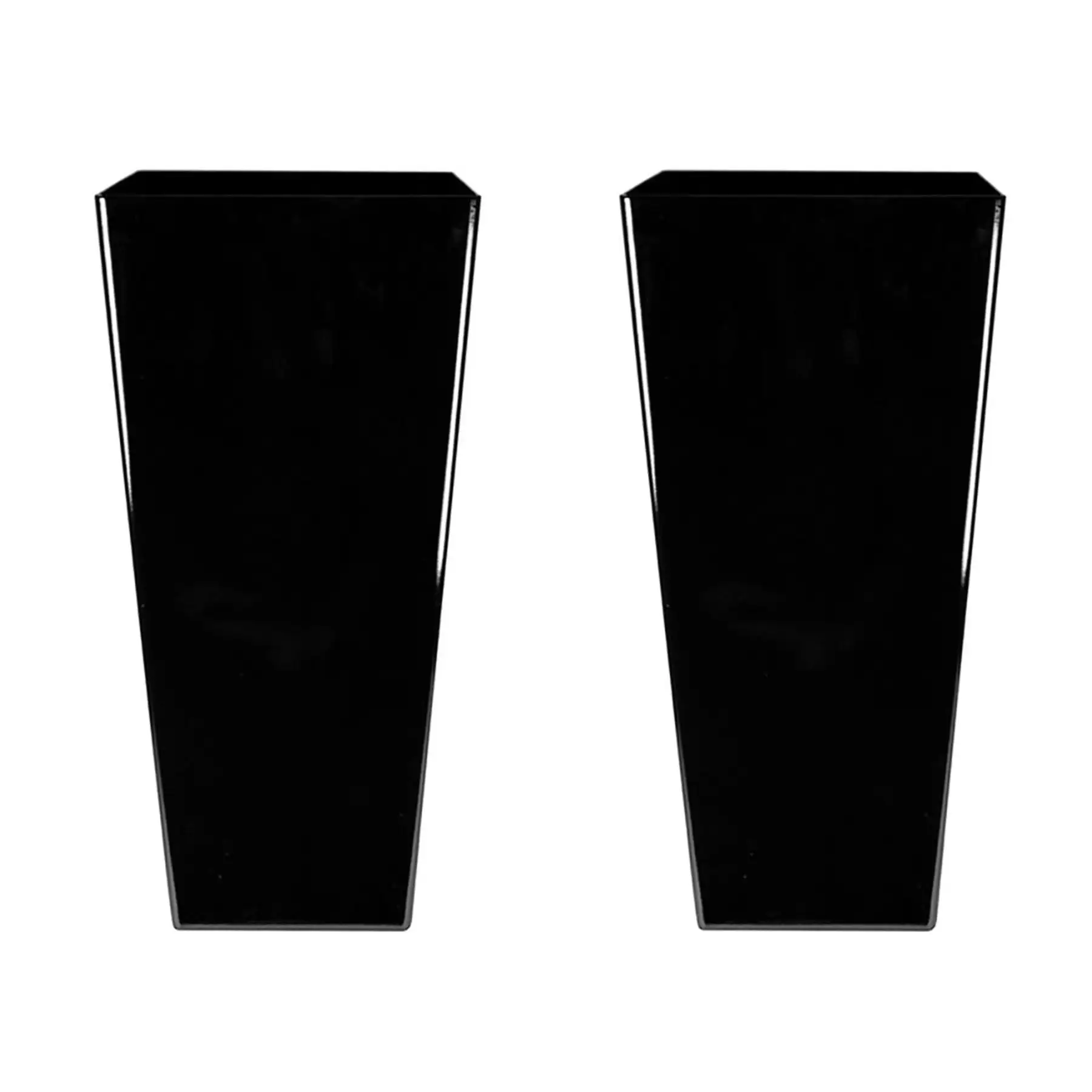 HC Companies Cascade 15" Square Self Watering Flower Pot, Black Onyx (2 Pack)