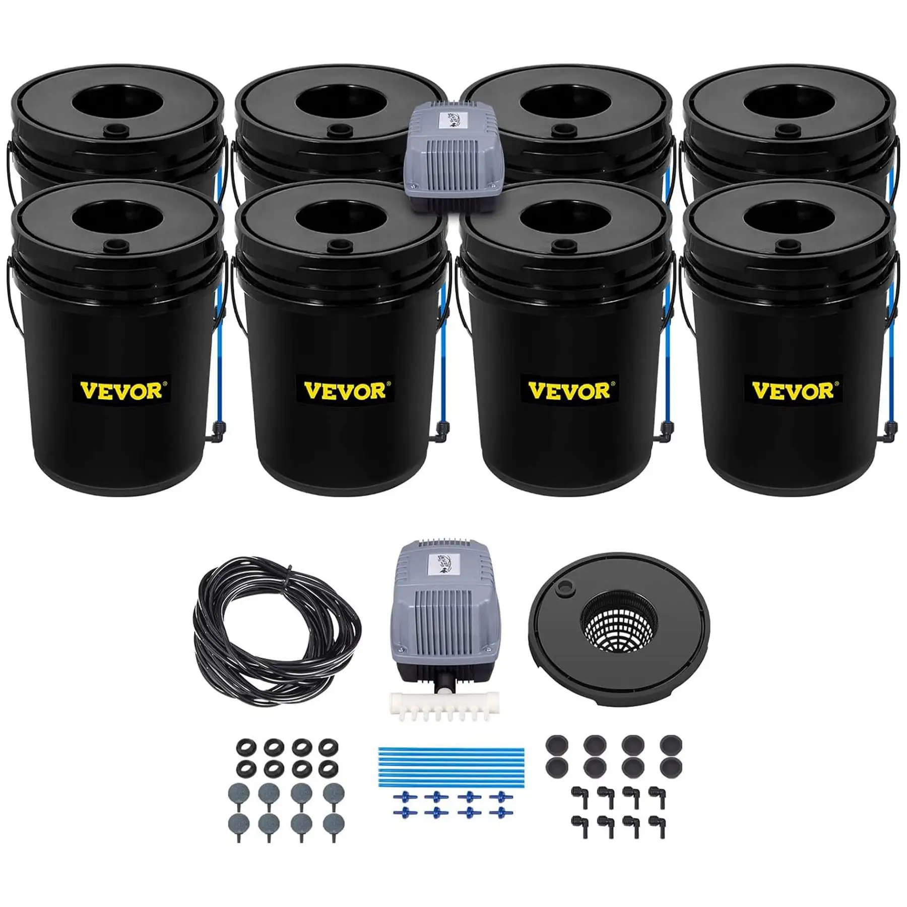 Vevor DWC Hydroponic System Deep Water Growing Buckets with Pump and Air Stone