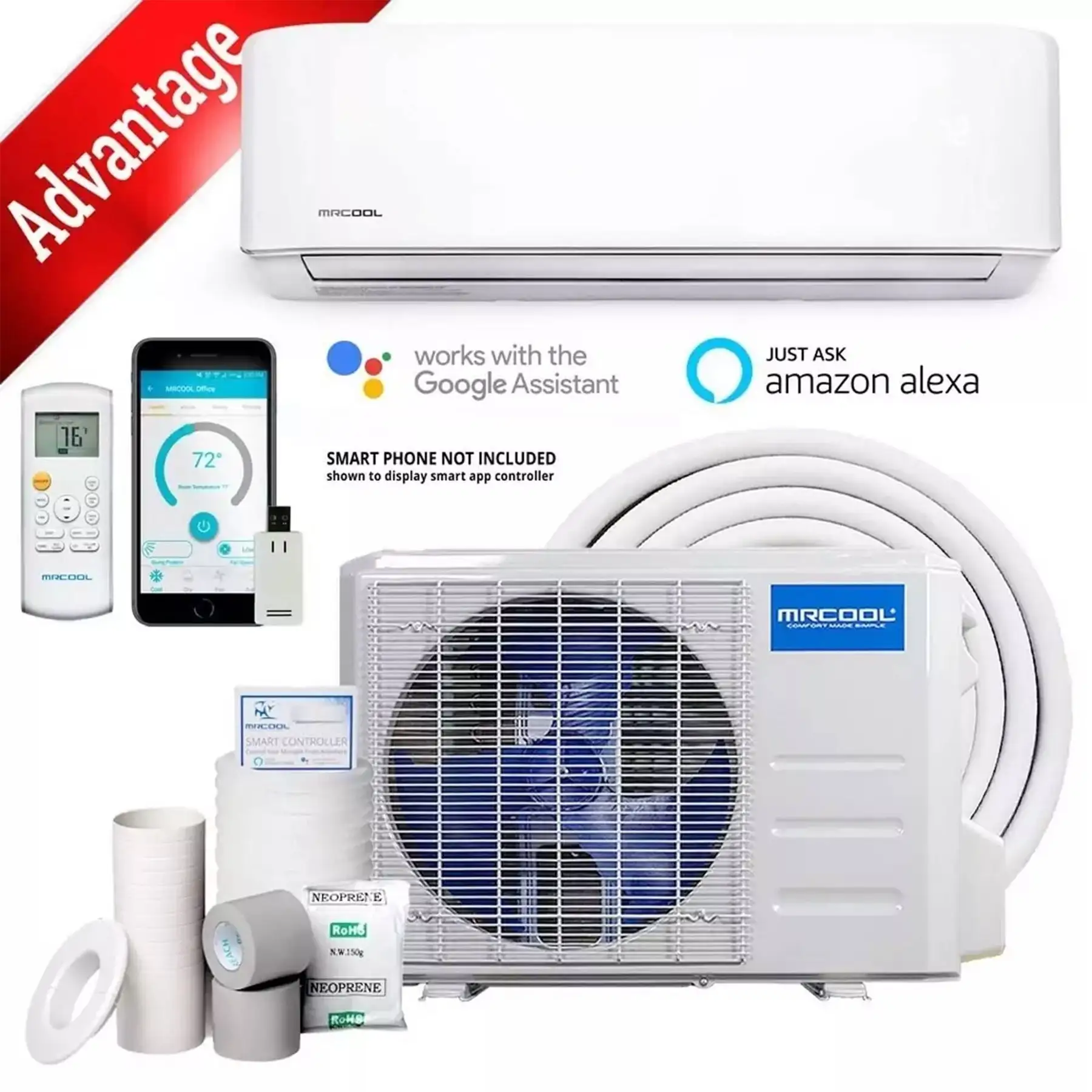 MRCOOL Advantage 36,000 BTU Ductless Inverter Wall Mount Heat Pump System, White