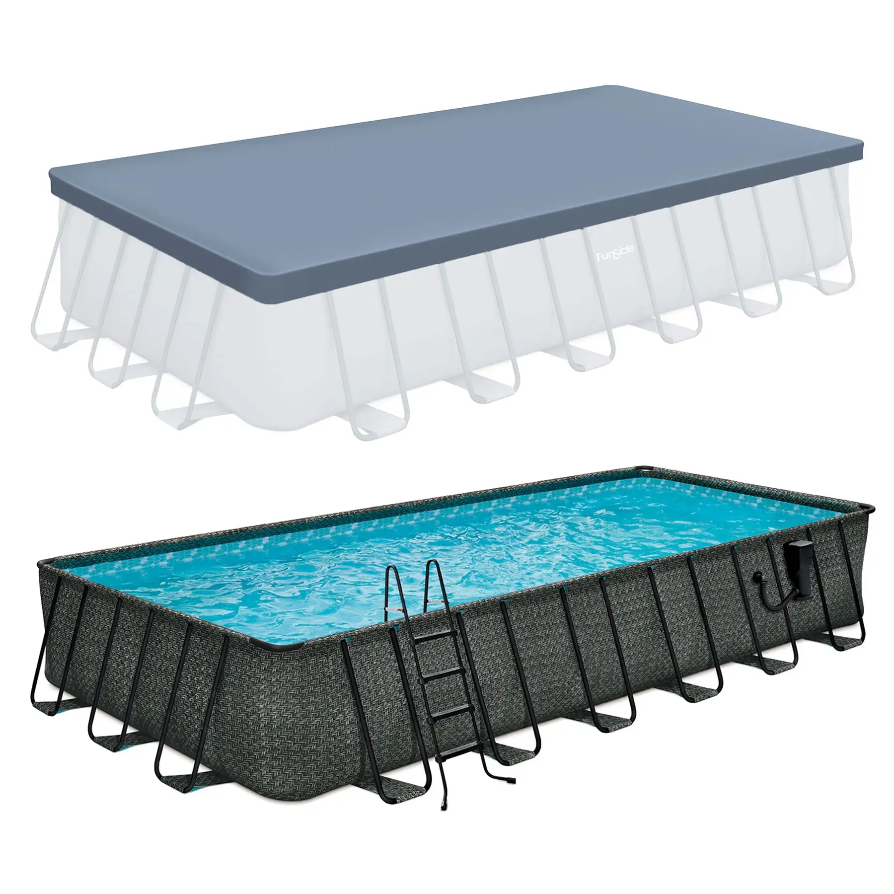 Funsicle 24'x12'x52" Oasis Rectangular Swimming Pool Set with 24' Cover, Gray