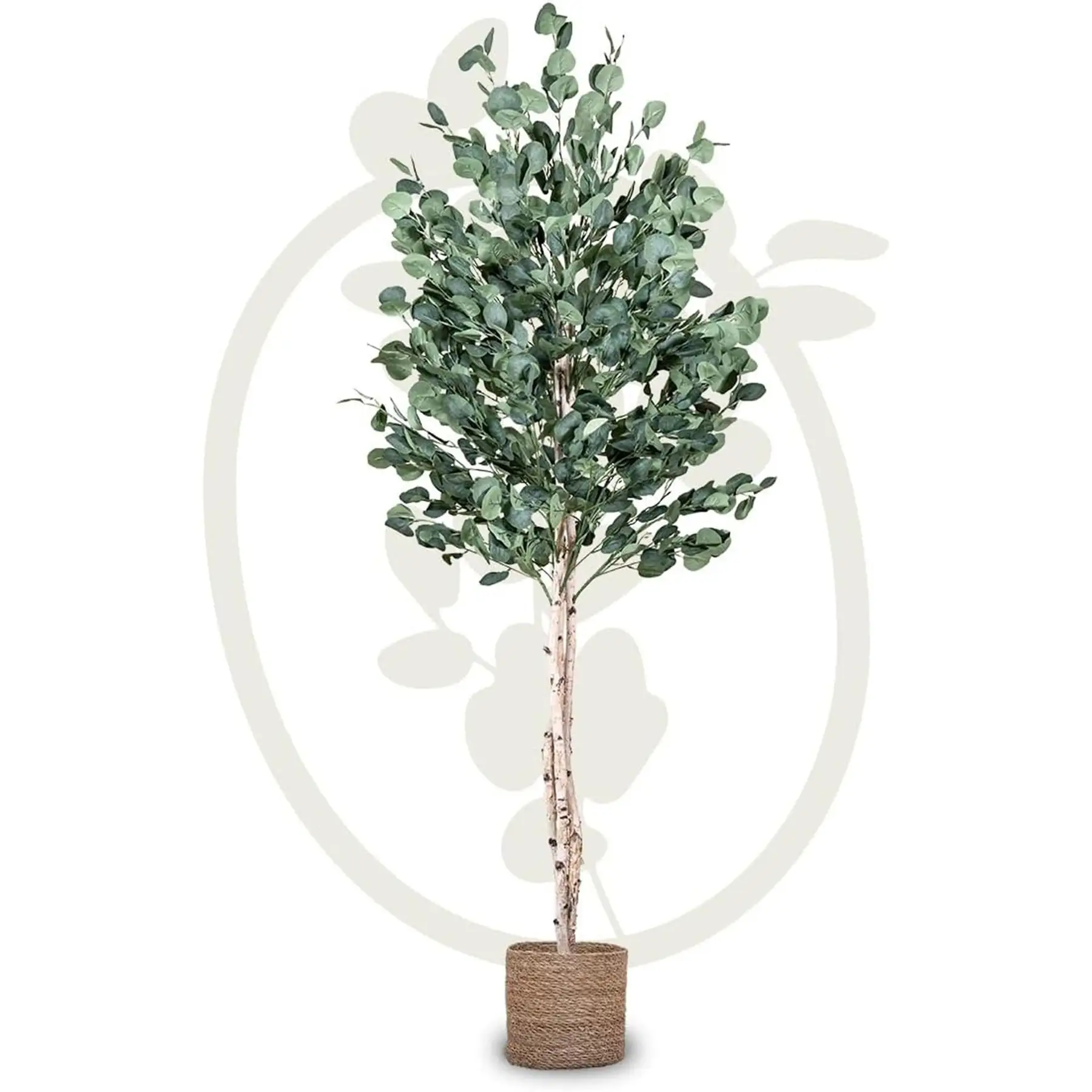 Maia Shop Artificial Eucalyptus Tree 6' Tall, Fake Tree with Natural Wood Trunk