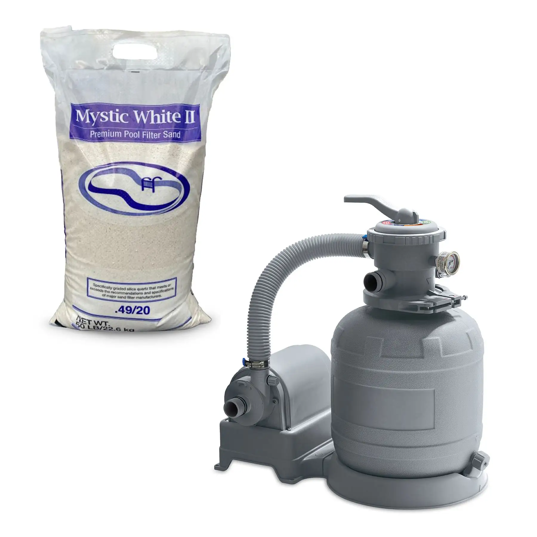 Funsicle 1600 GPH Sand Filter Pool Pump with Mystic White II Premium Filter Sand