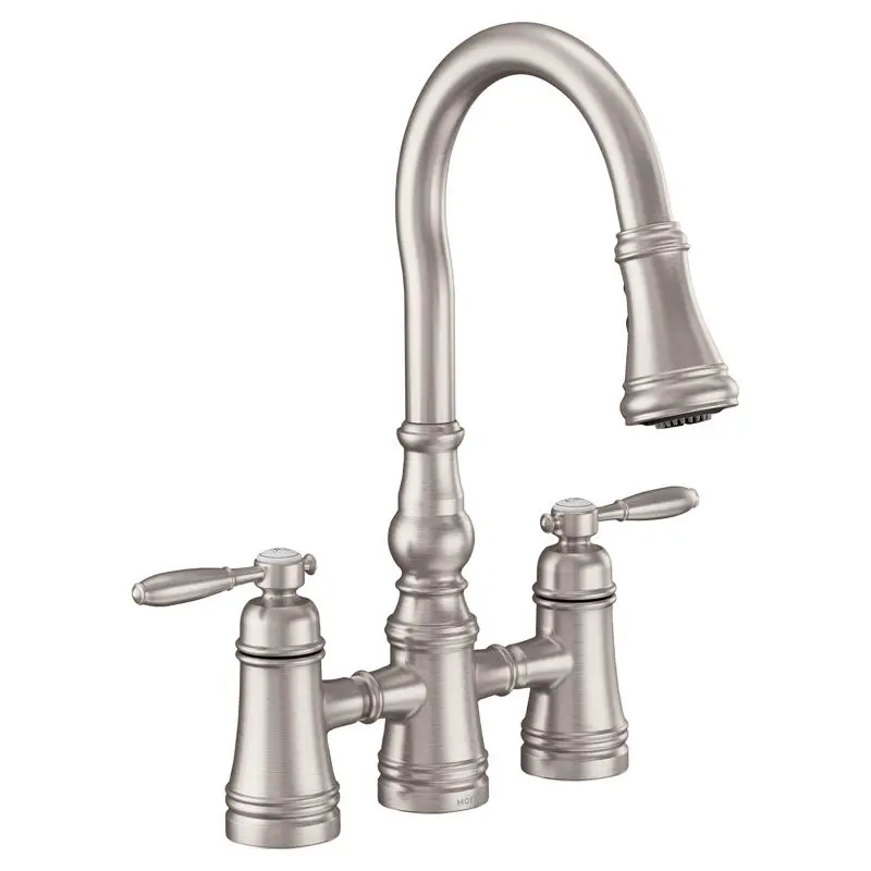 Moen S73204SRS Weymouth Two Handle Pull-Down Kitchen Faucet