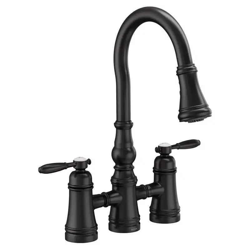 Moen S73204BL Weymouth Two Handle Pull-Down Kitchen Faucet