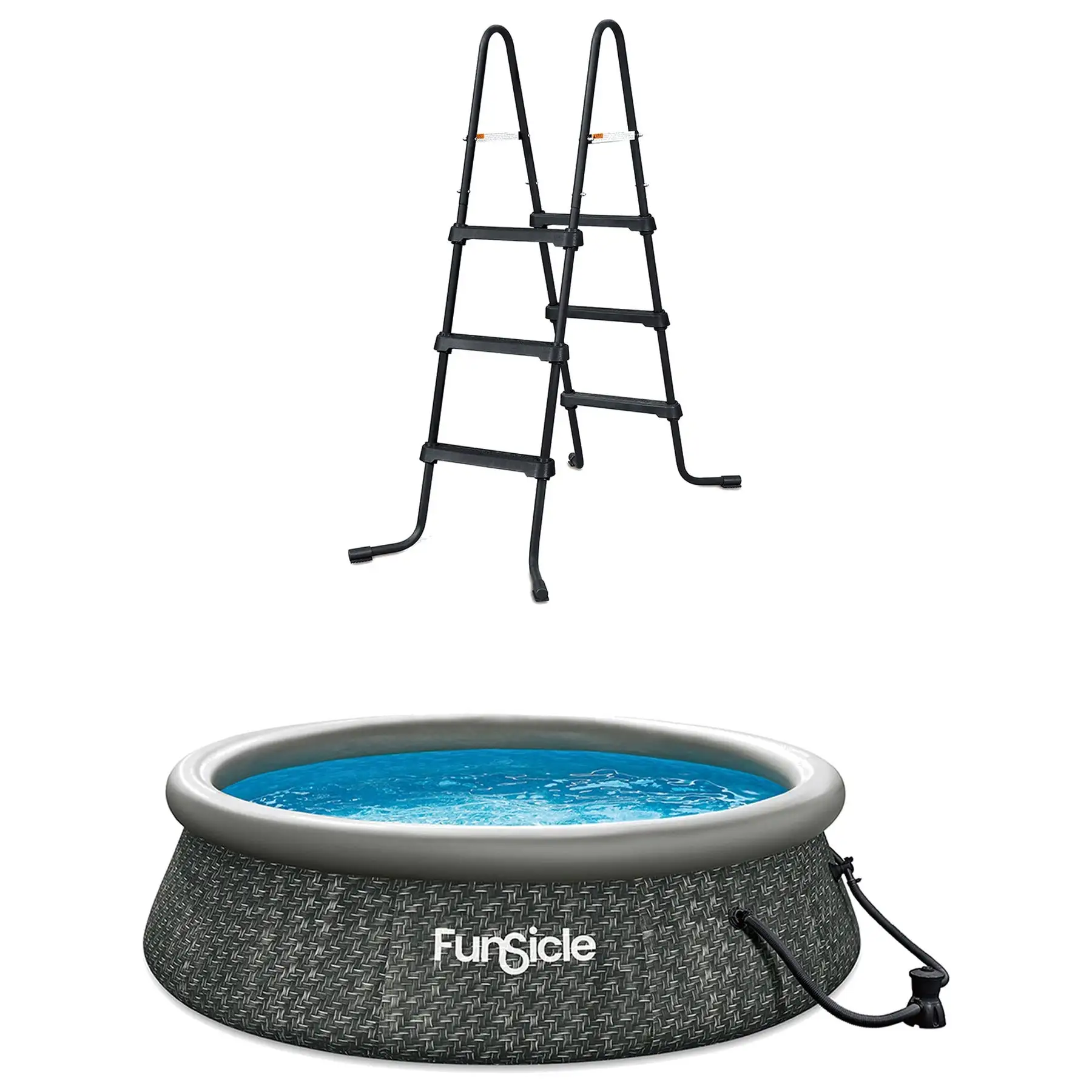 Funsicle 36?? SureStep 3 Stair Pool Ladder w/ 10' x 30" QuickSet Inflatable Pool