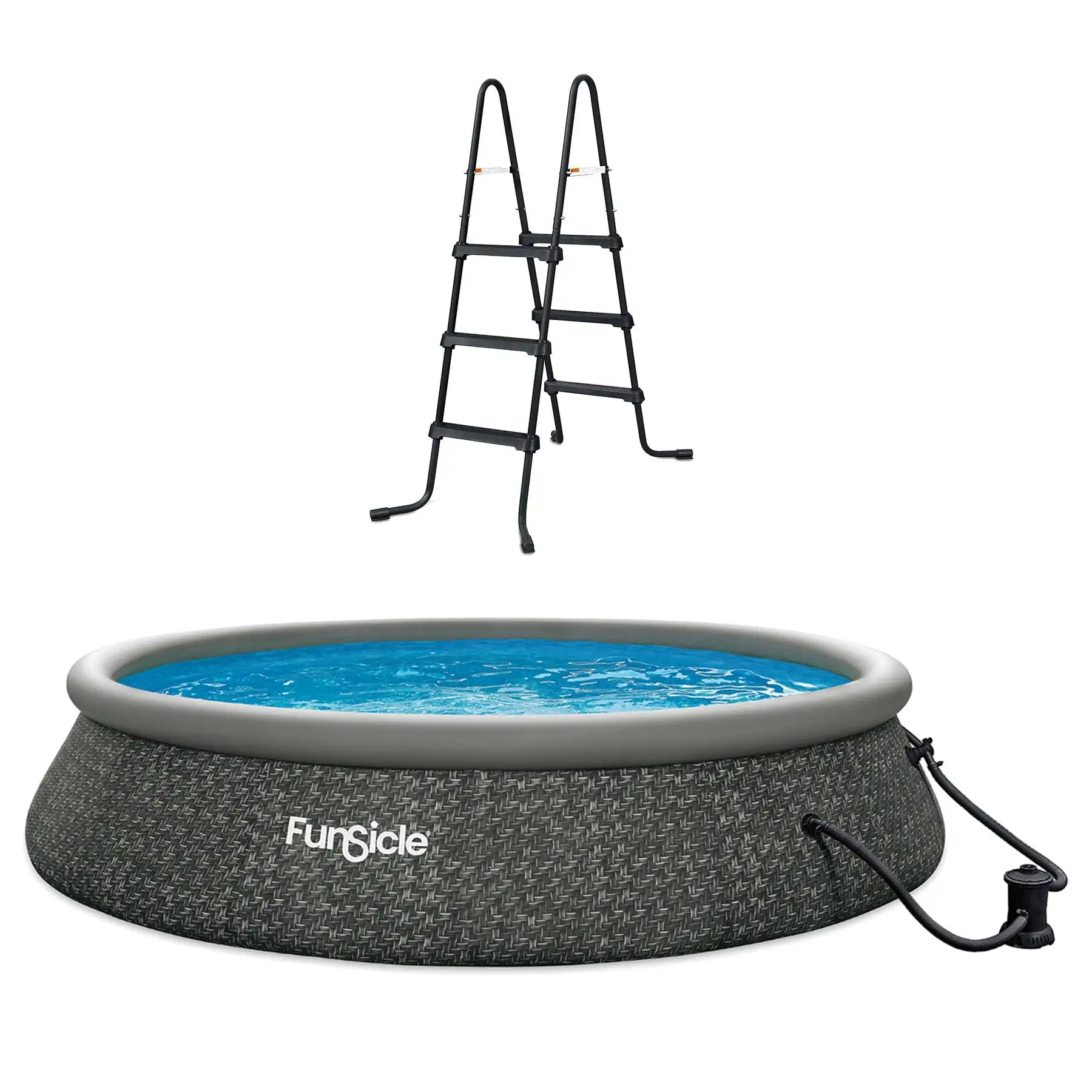 Funsicle 36?? SureStep 3 Stair Pool Ladder with 15' x 36" QuickSet Ring Top Pool