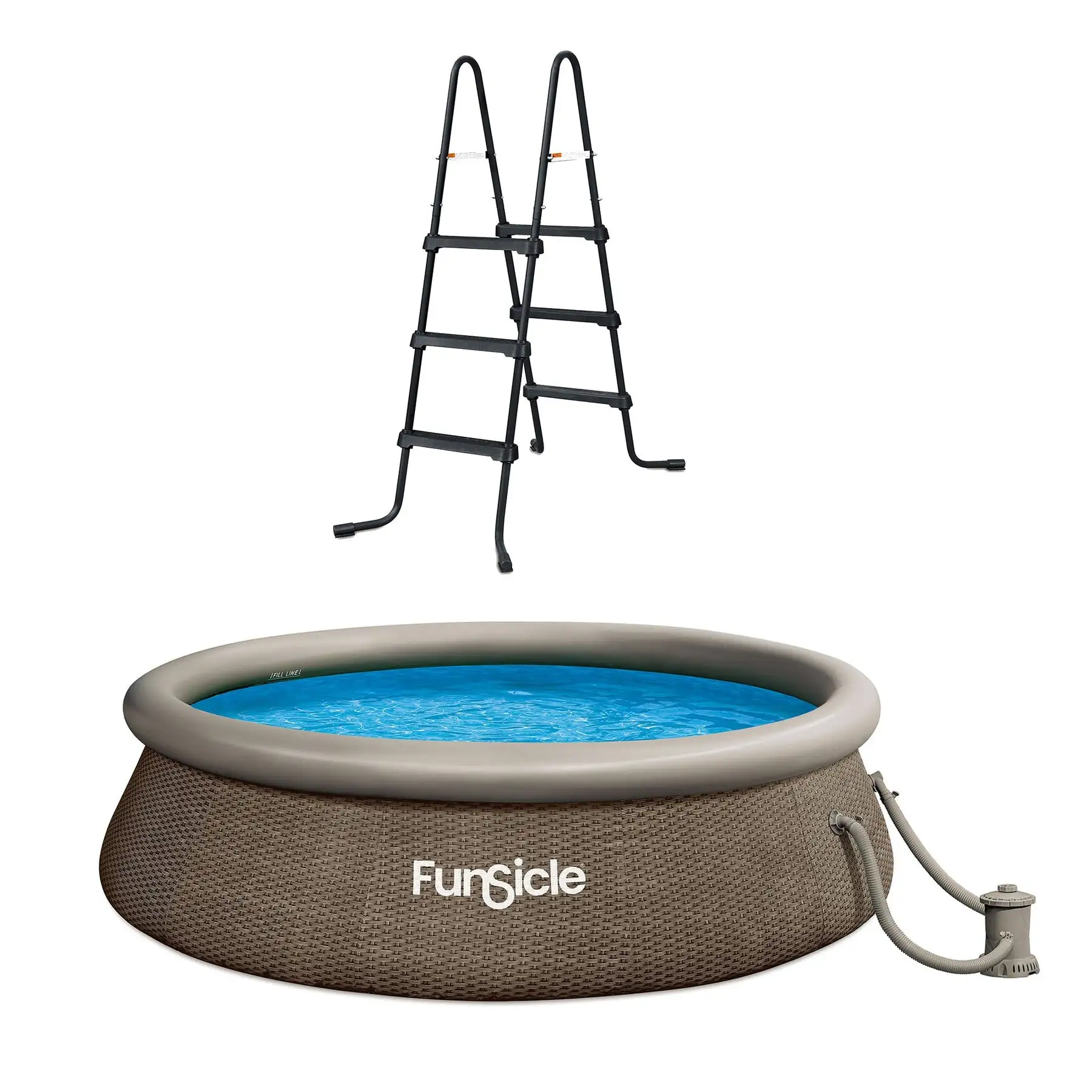 Funsicle 36?? SureStep 3 Stair Pool Ladder with 12' x 36" QuickSet Ring Top Pool