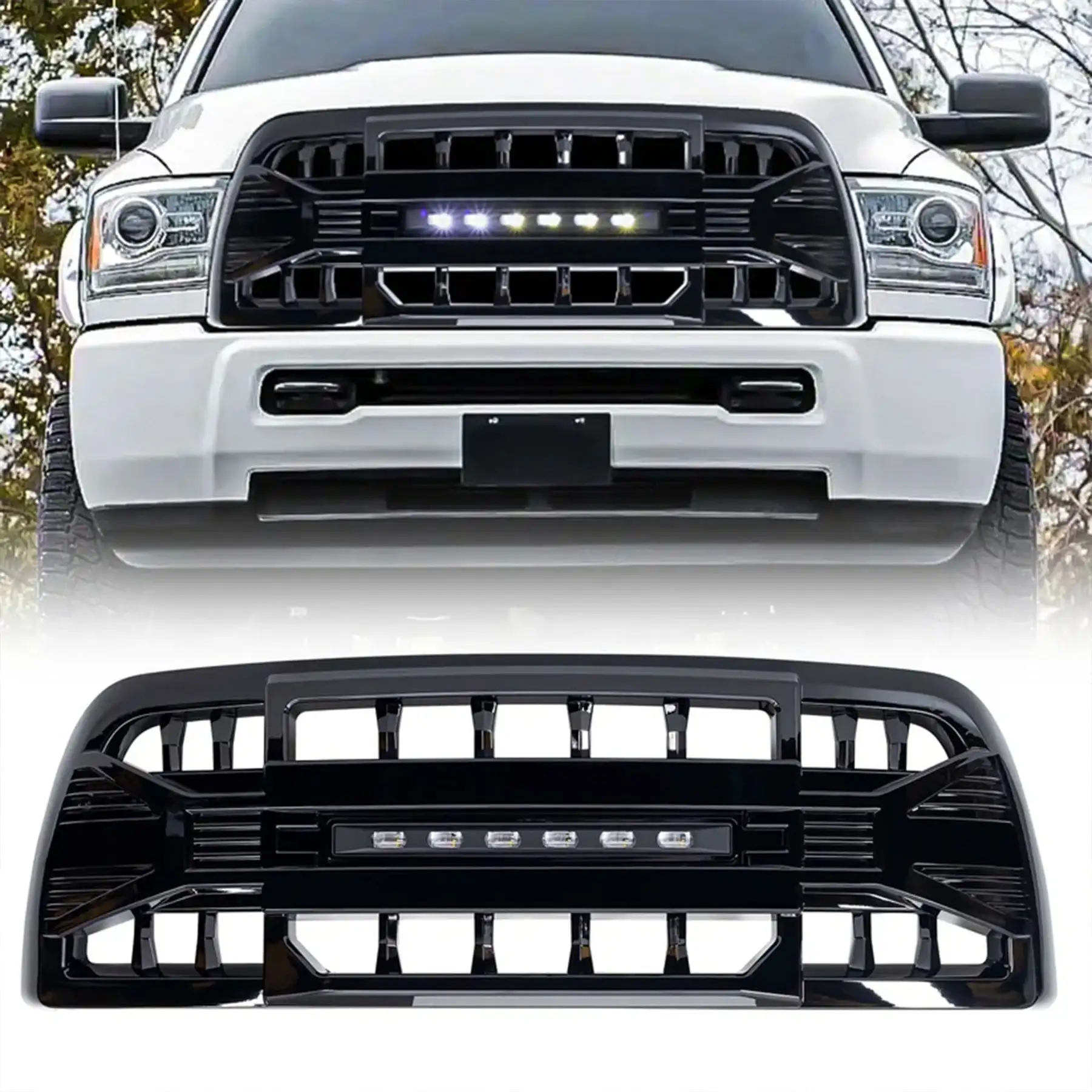 AMERICAN MODIFIED Armor Grille for 2013-2018 Dodge Ram 2500/3500, Glossy Black