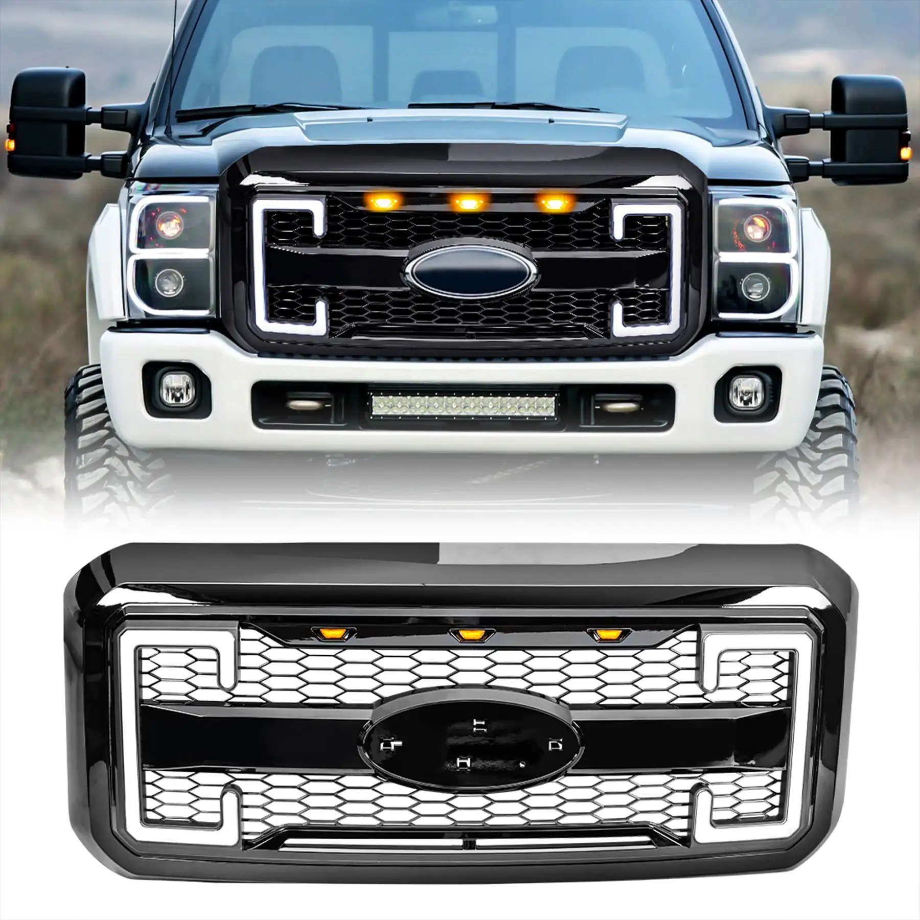 AMERICAN MODIFIED Raptor Style Mesh Grille for 2011-2016 Ford F250/350/450/550