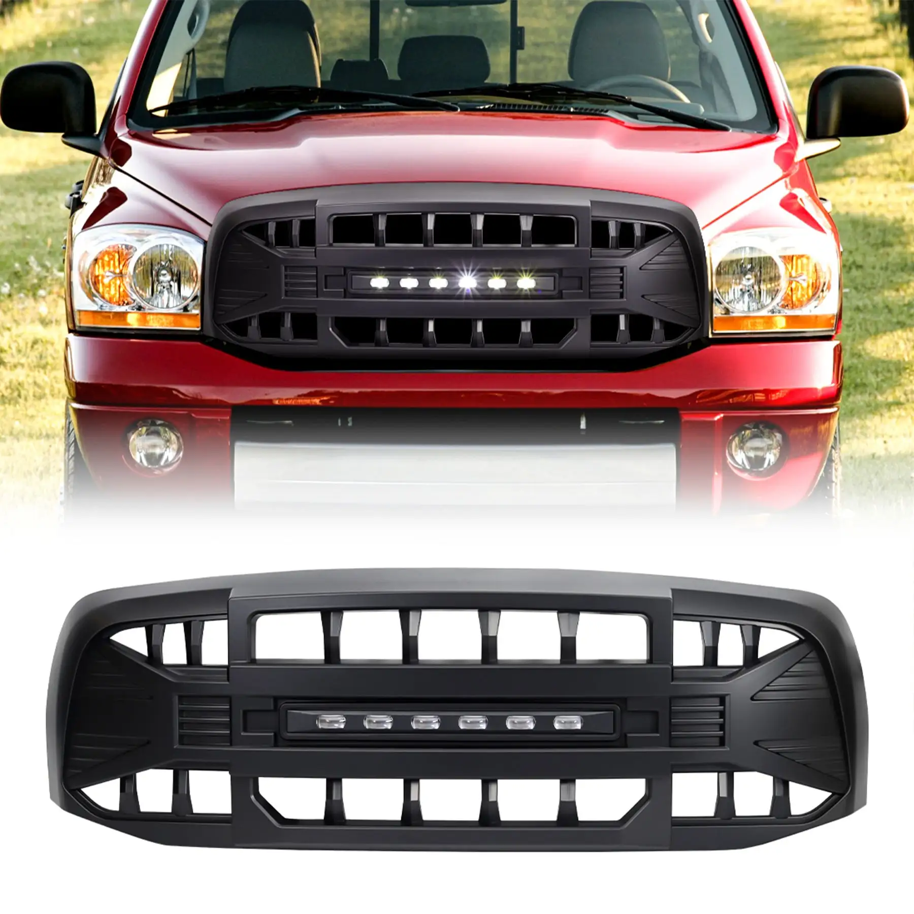 AMERICAN MODIFIED Armor Grille for 2006 to 2008 Dodge Ram 1500, Matte Black