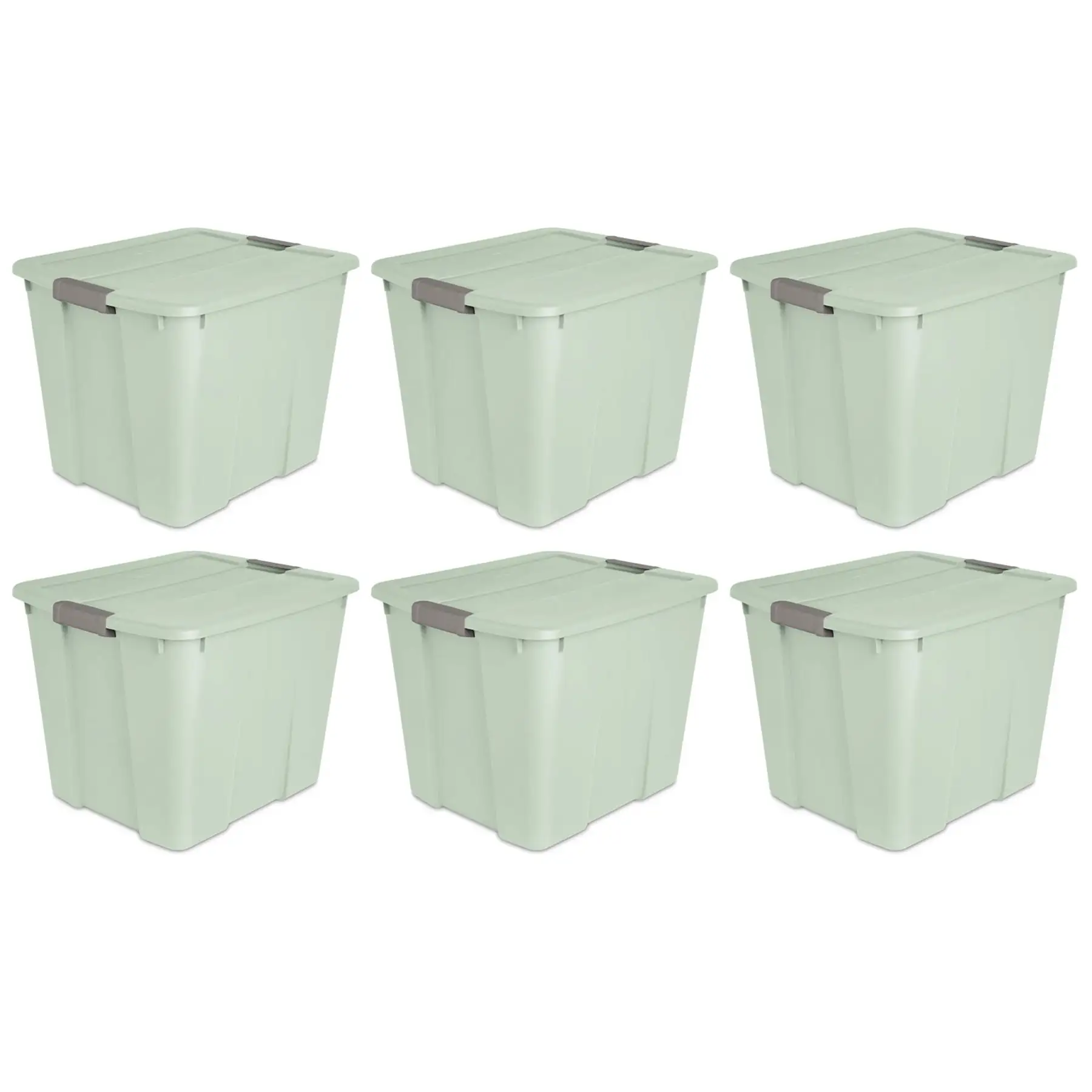 Sterilite 20 Gal Latch Tote Home Storage Organizer Bin w/ Handles, Mint, 6-Pack