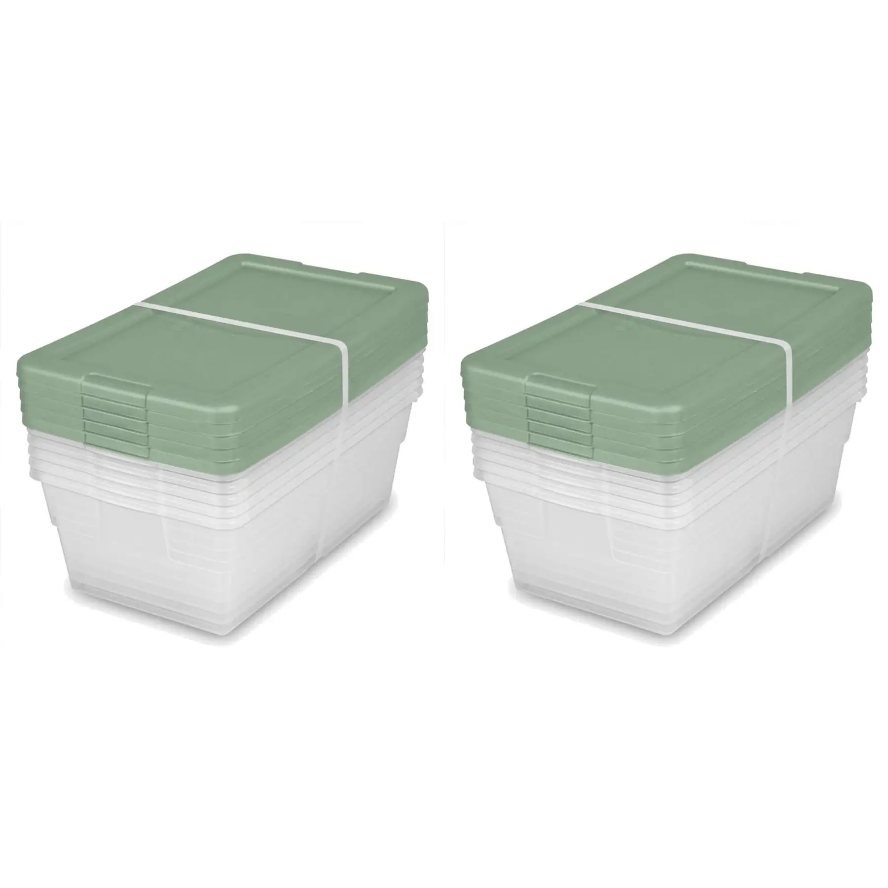 Sterilite Clear Stackable 6 Qt Storage Tote Box Container, Crisp Green (10 Pack)