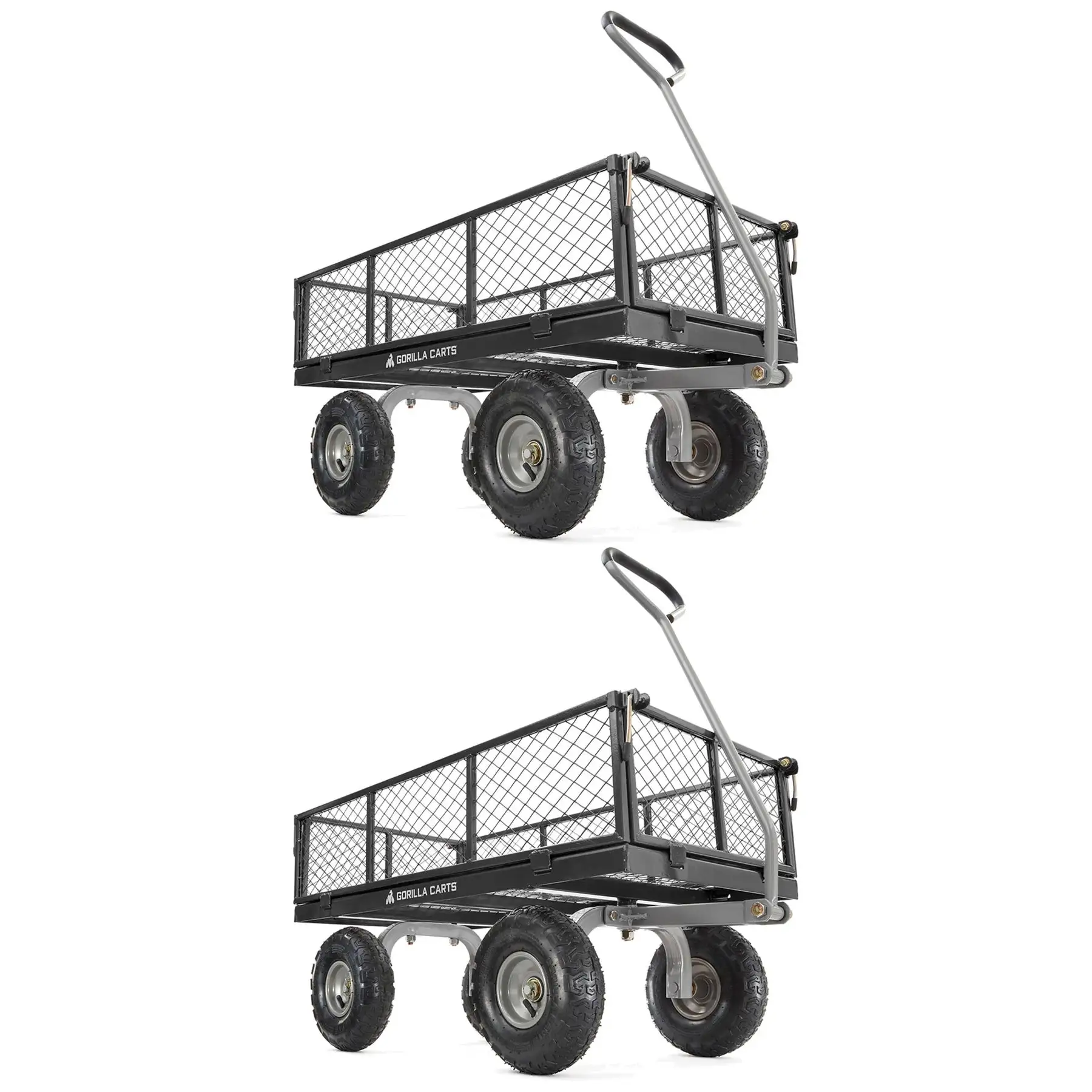 Gorilla Carts Steel Utility Cart Beach Wagon, 800 Pound Capacity, Gray (2 Pack)