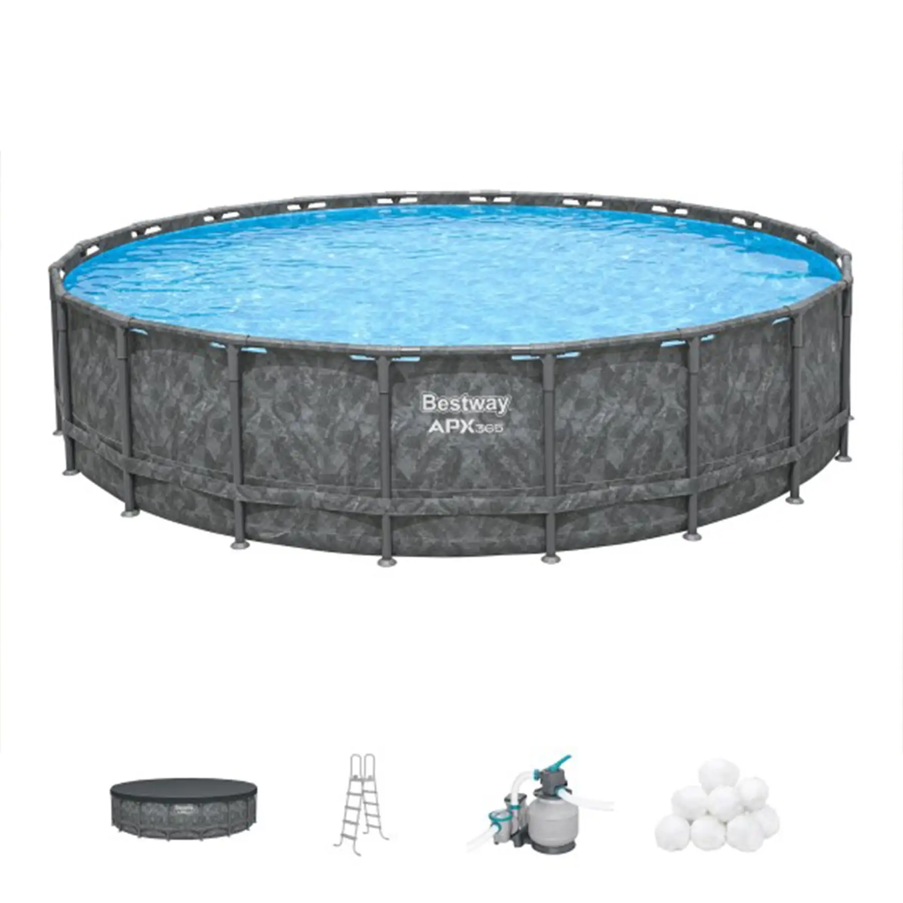 Bestway APX 365 22'x52" Round Above Ground Swimming Pool Set with Pump & Ladder