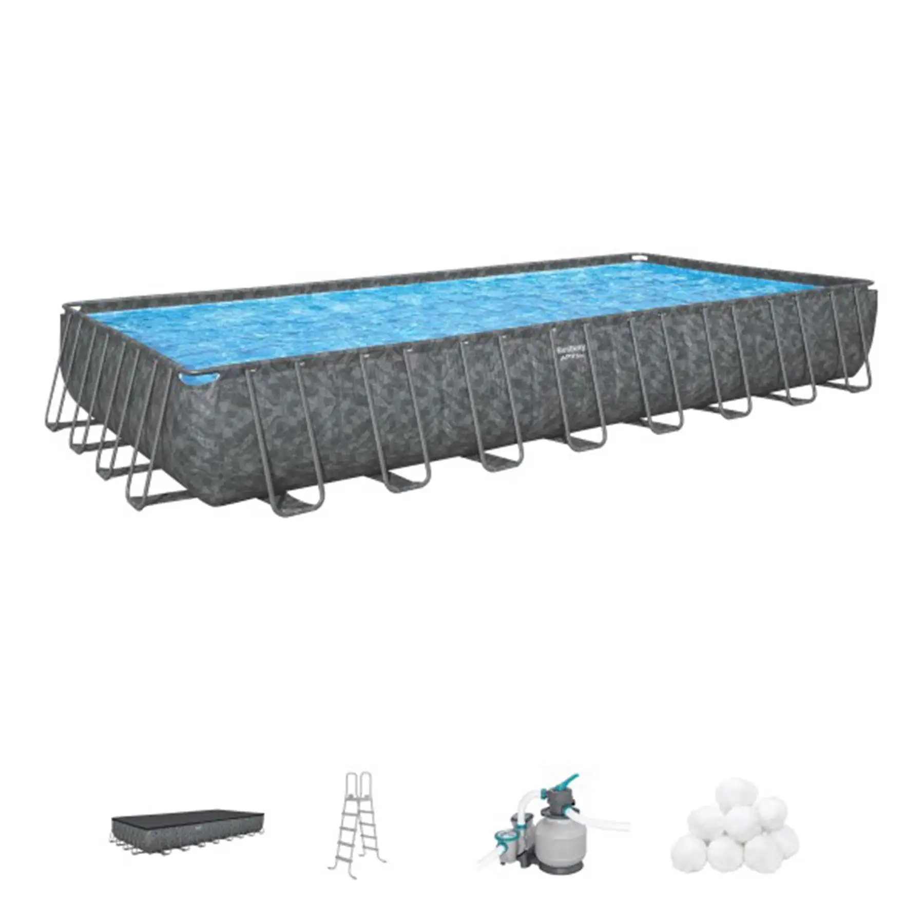 Bestway APX 365 Rectangular Above Ground Swimming Pool Set, 31'4" x 16' x 52"