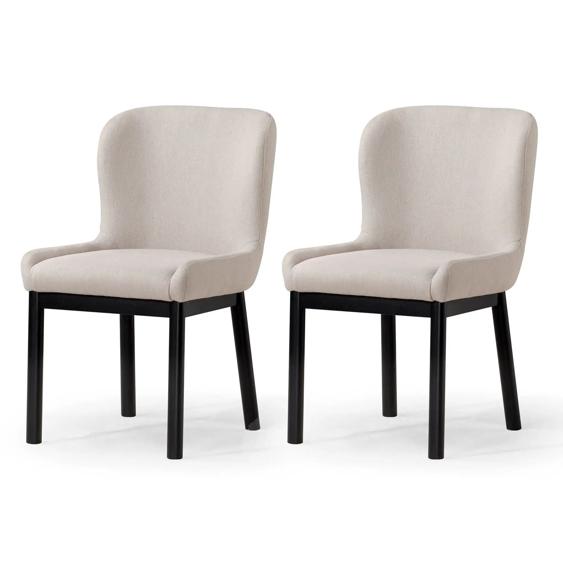 Maven Lane Gia Contemporary Dining Chair, Refined Black, Dove Fabric, Set of 2