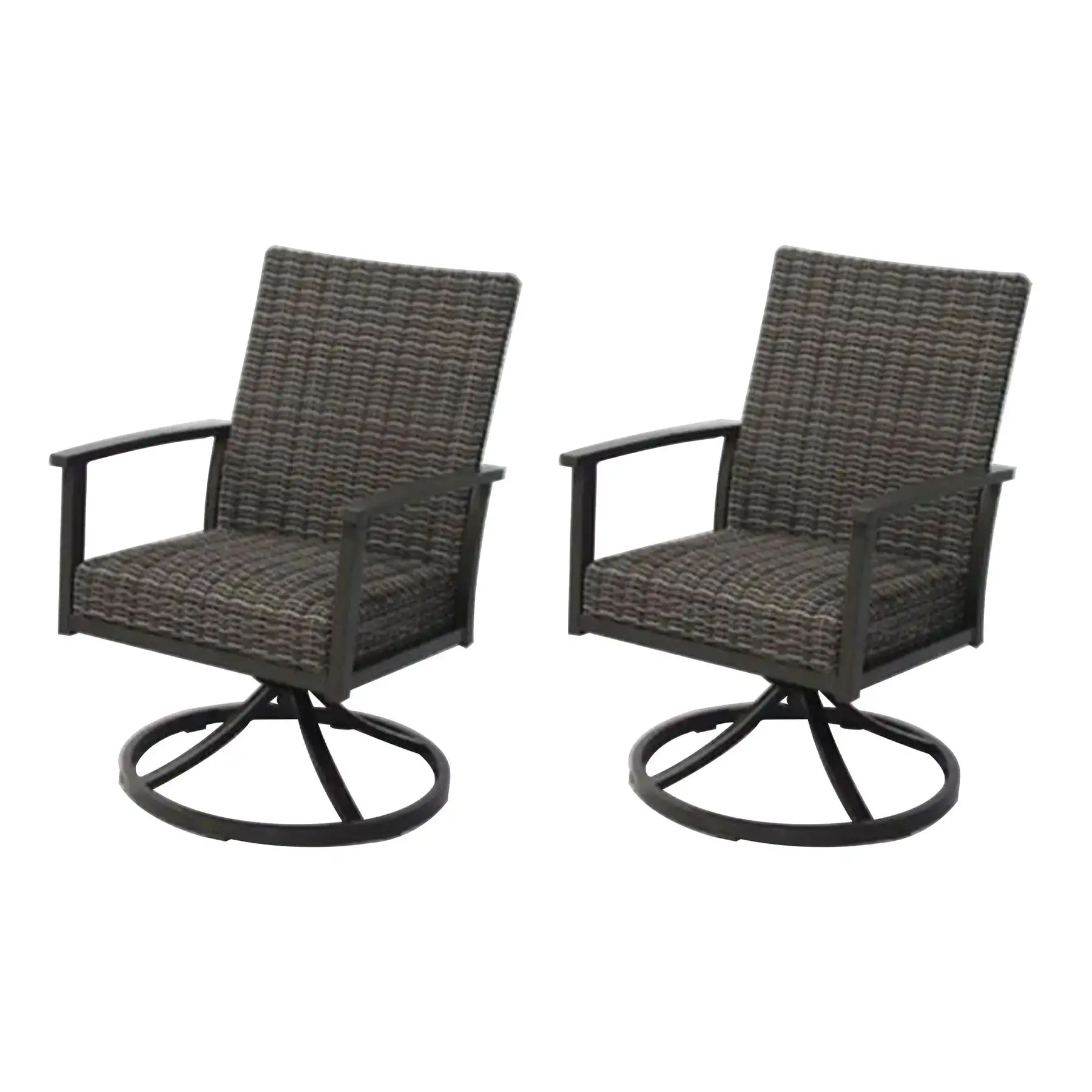 Four Seasons Courtyard Nantucket Woven Swivel Rocker Chair Set, 2 Pack, Brown