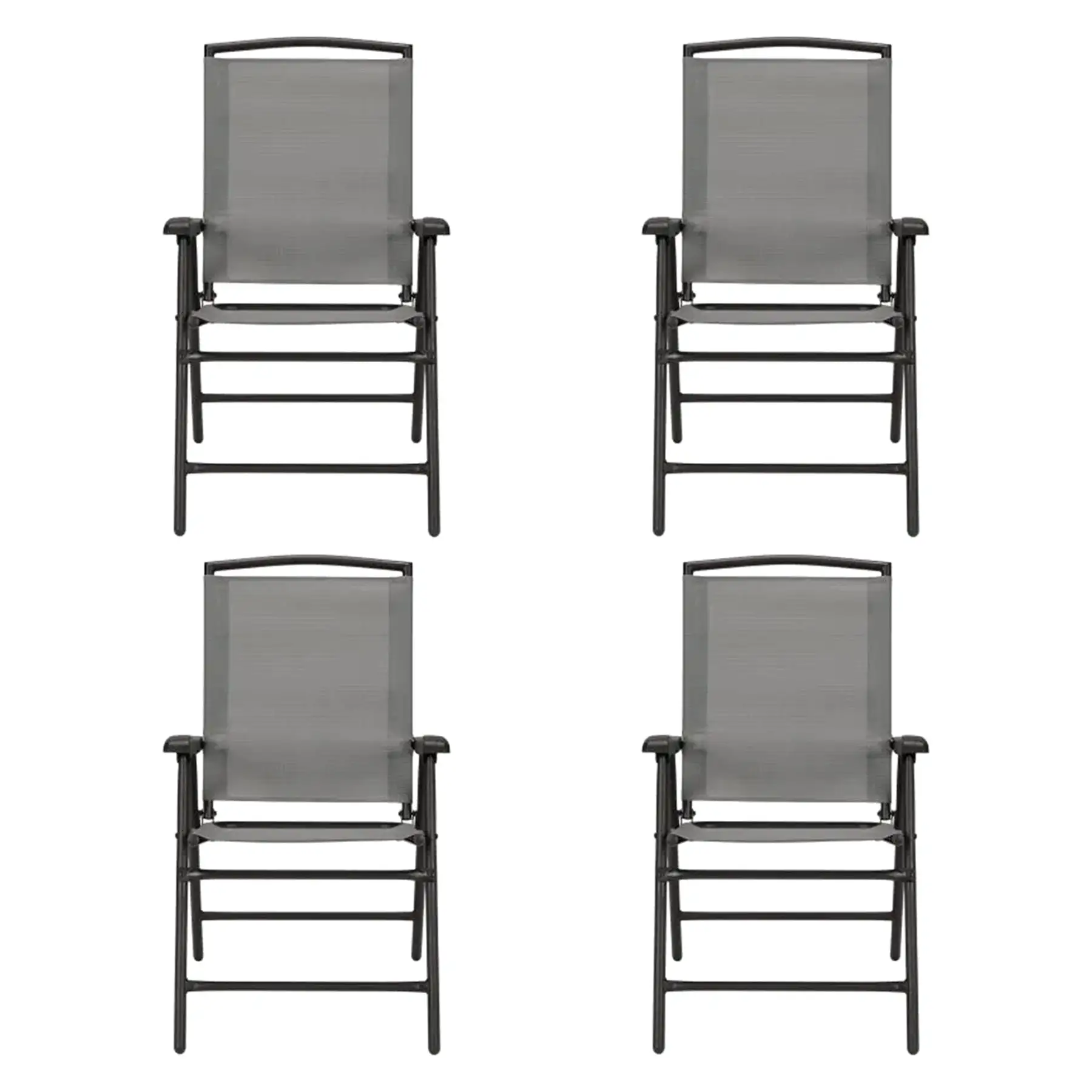 Four Seasons Courtyard Sunny Isles Outdoor Folding Arm Chair Set, 4 Pack, Gray