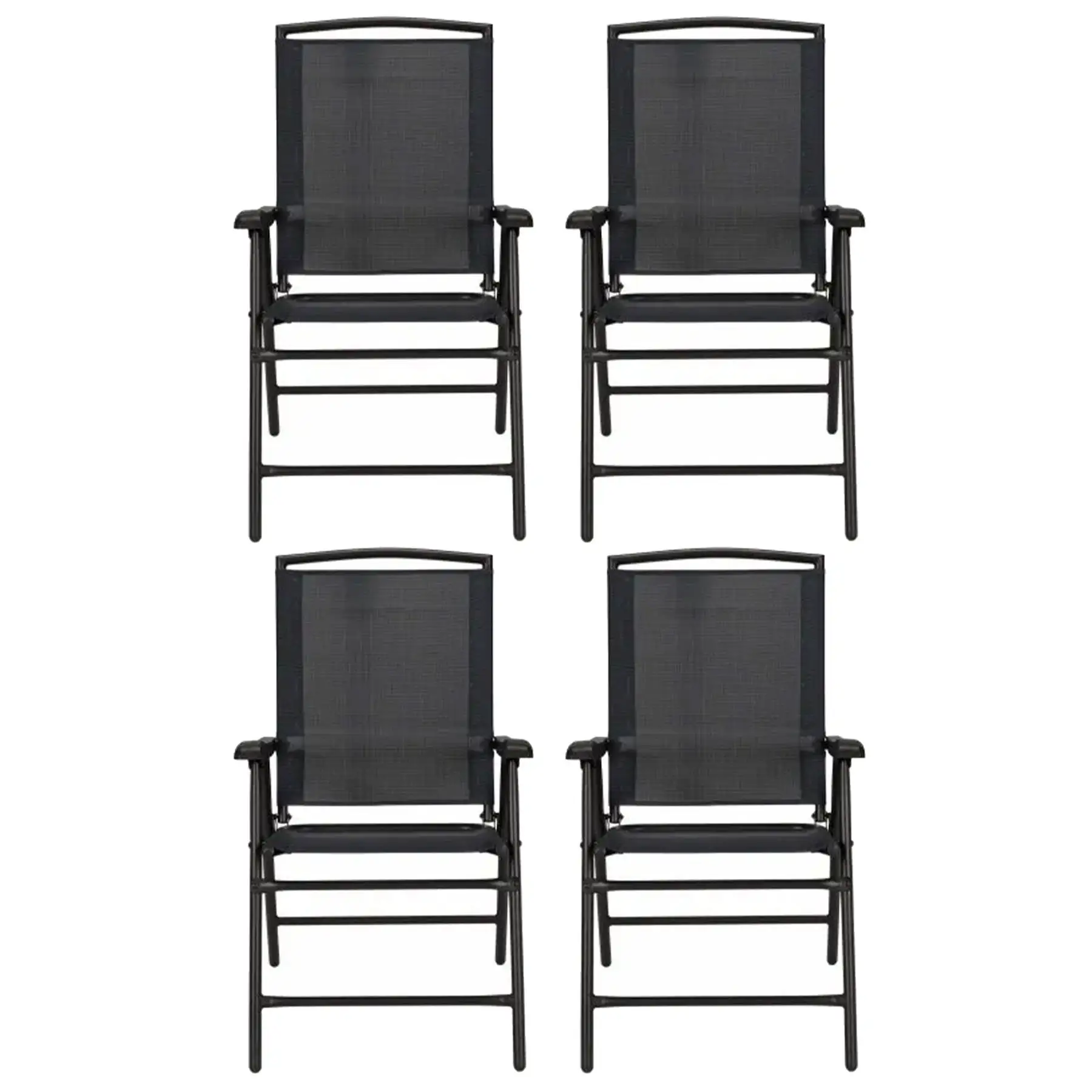 Four Seasons Courtyard Sunny Isles Outdoor Folding Lounge Chairs, 4 Pack, Black