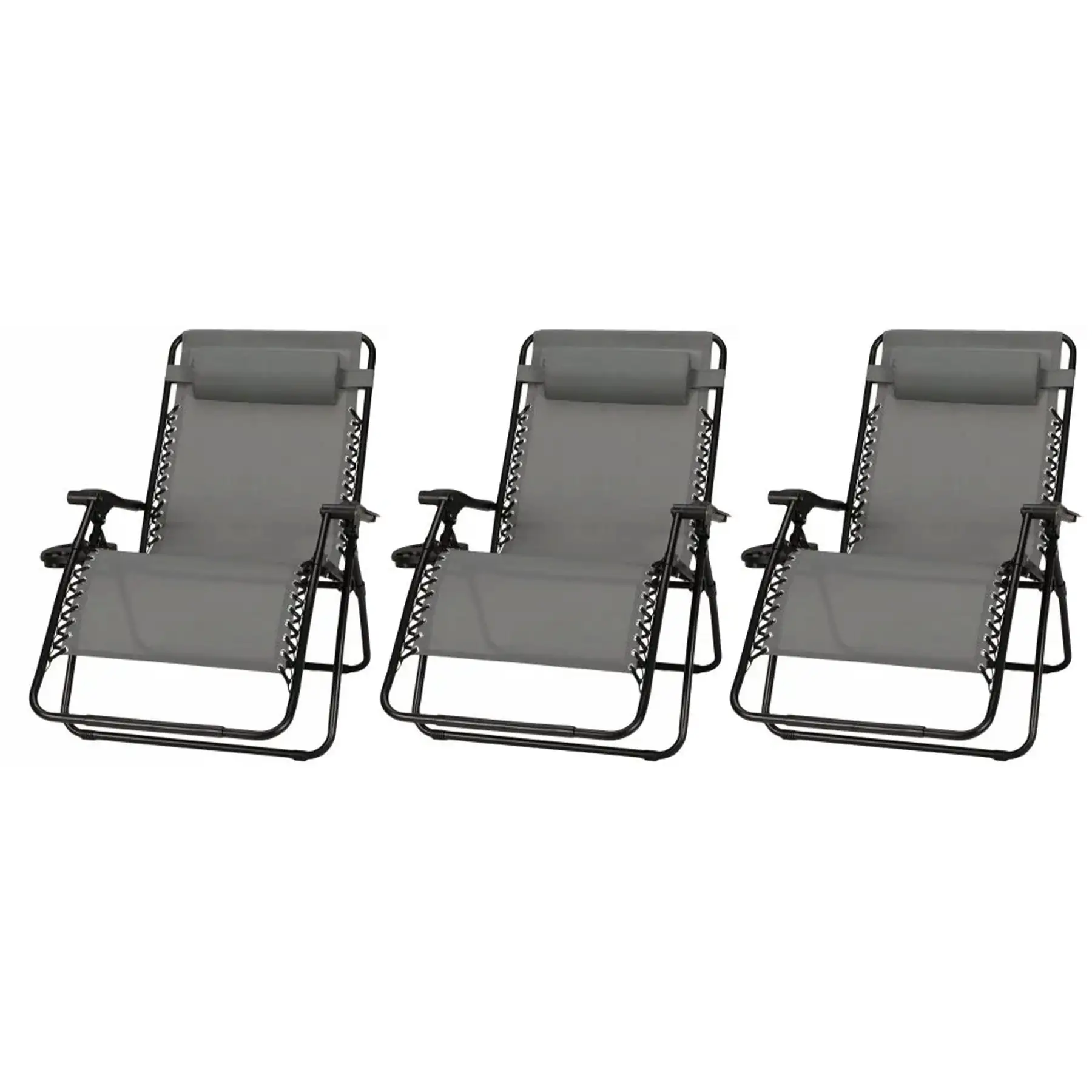 Four Seasons Courtyard Sunny Isles XL Zero Gravity Outdoor Chairs, 3 Pack, Gray