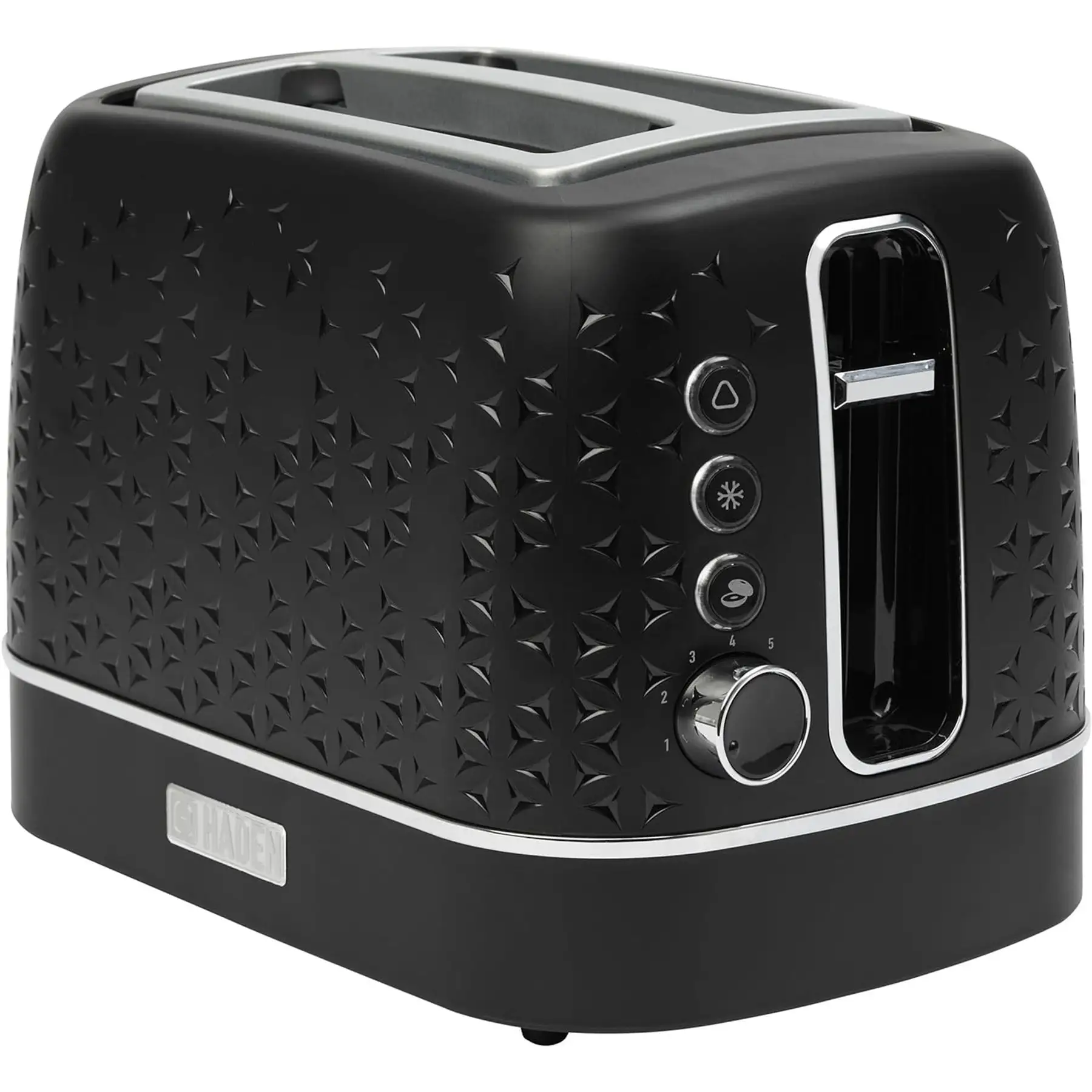 Haden Starbeck 2 Slice Wide Slot Stainless Steel Toaster, Black & Chrome