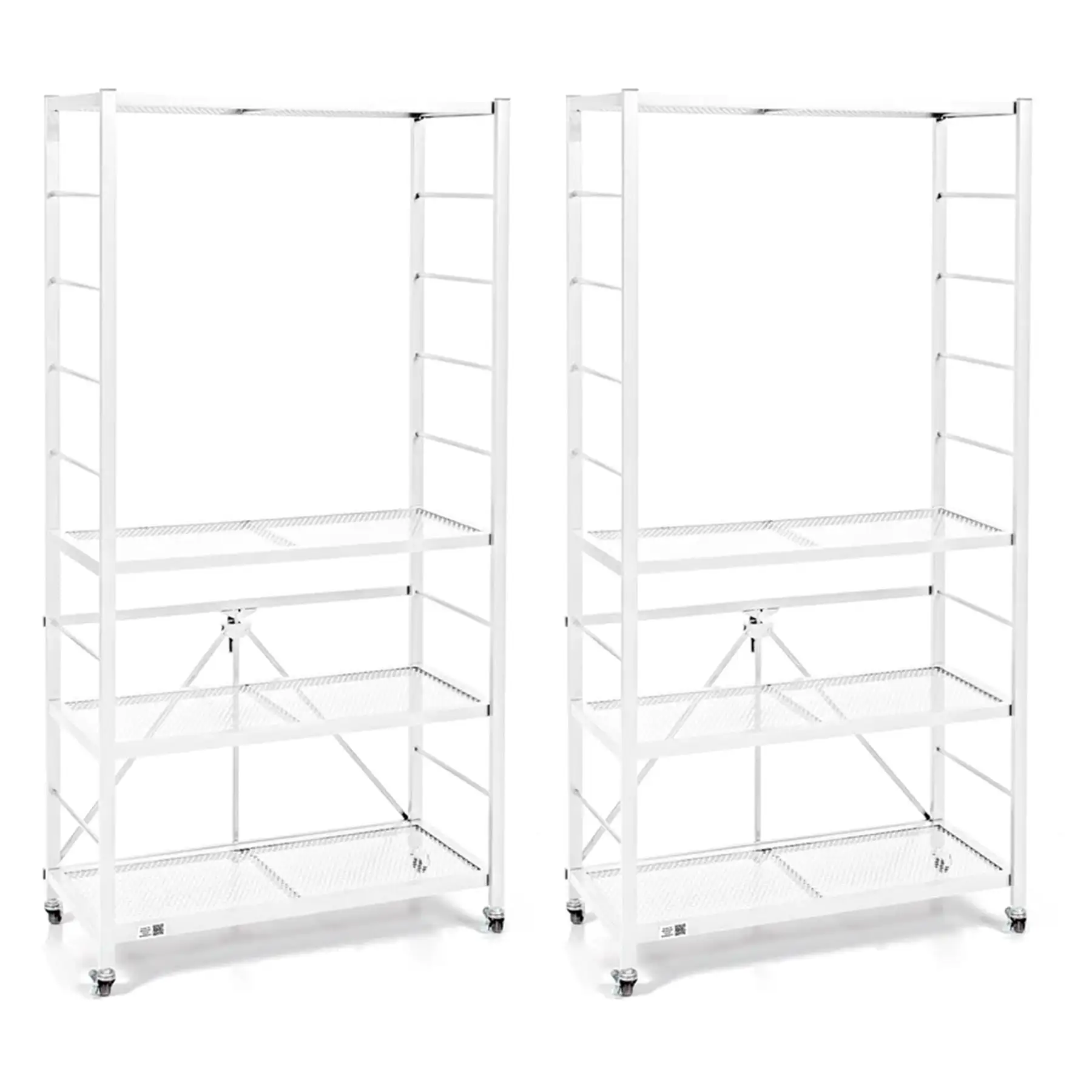 Origami R2 Series Folding Steel Adjustable Shelving Storage Rack, 2 Pack, White