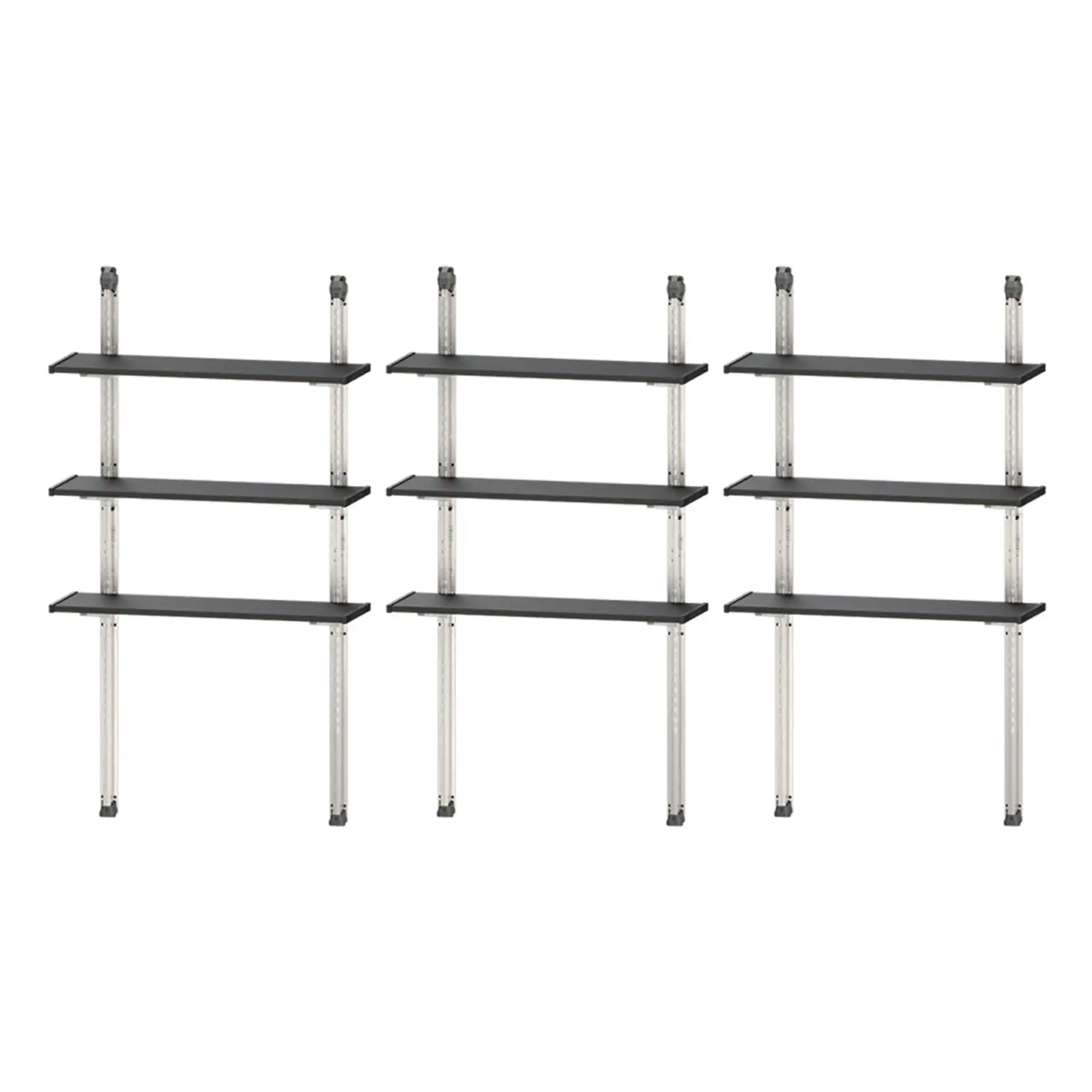 Keter 40 Inch All Weather Steel Utility Storage Shed Shelf Kit, 3 Pack, Black