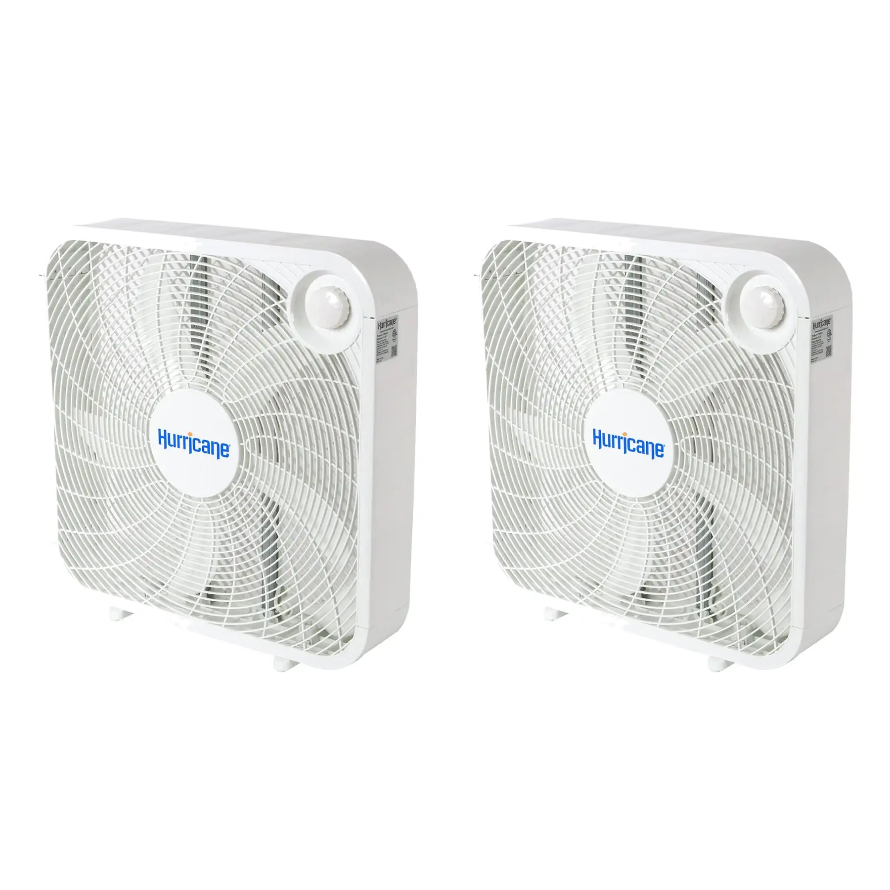 Hurricane 20" Classic Series Floor Box Fan with 3 Speed Settings, 2 Pack, White