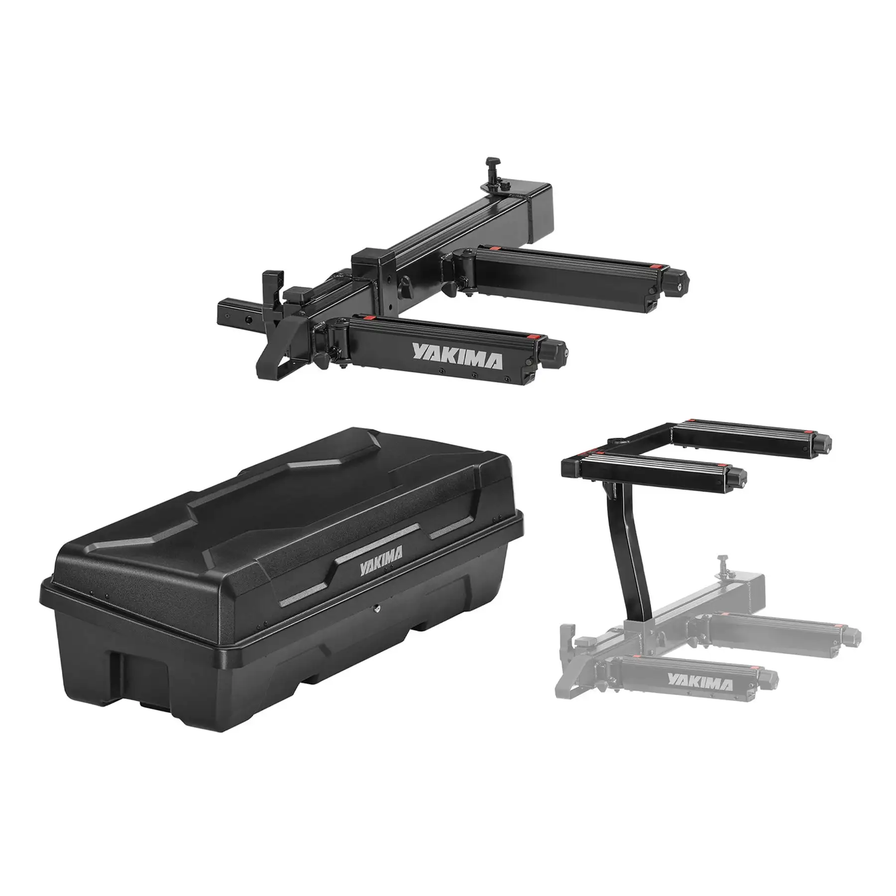 Yakima EXO SwingBase Hitch Base Rack with GearLocker Cargo Box and TopShelf Rack