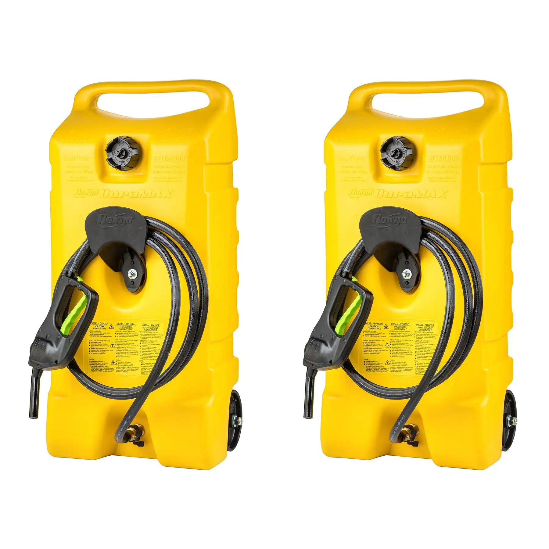 Scepter Flo N Go Duramax 14 Gal Diesel Fuel Tank Container Pump, 2 Pack, Yellow