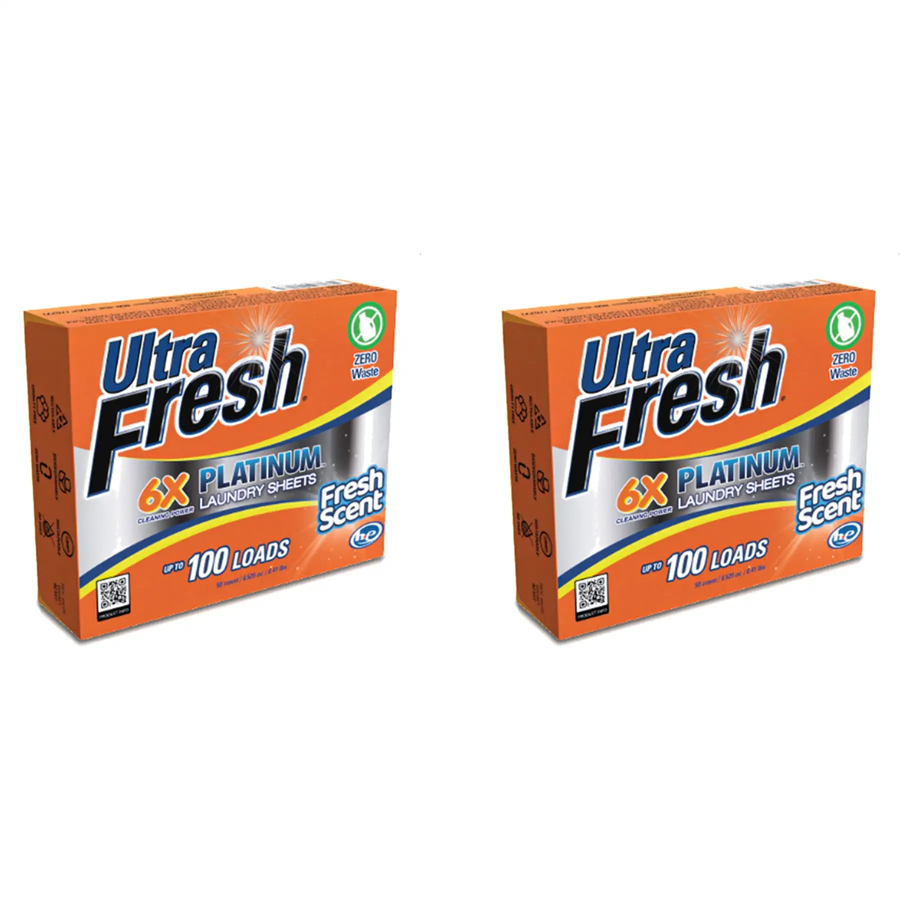 Ultra Fresh Platinum 6X Laundry Detergent Sheets with Fresh Scent, Set of 2