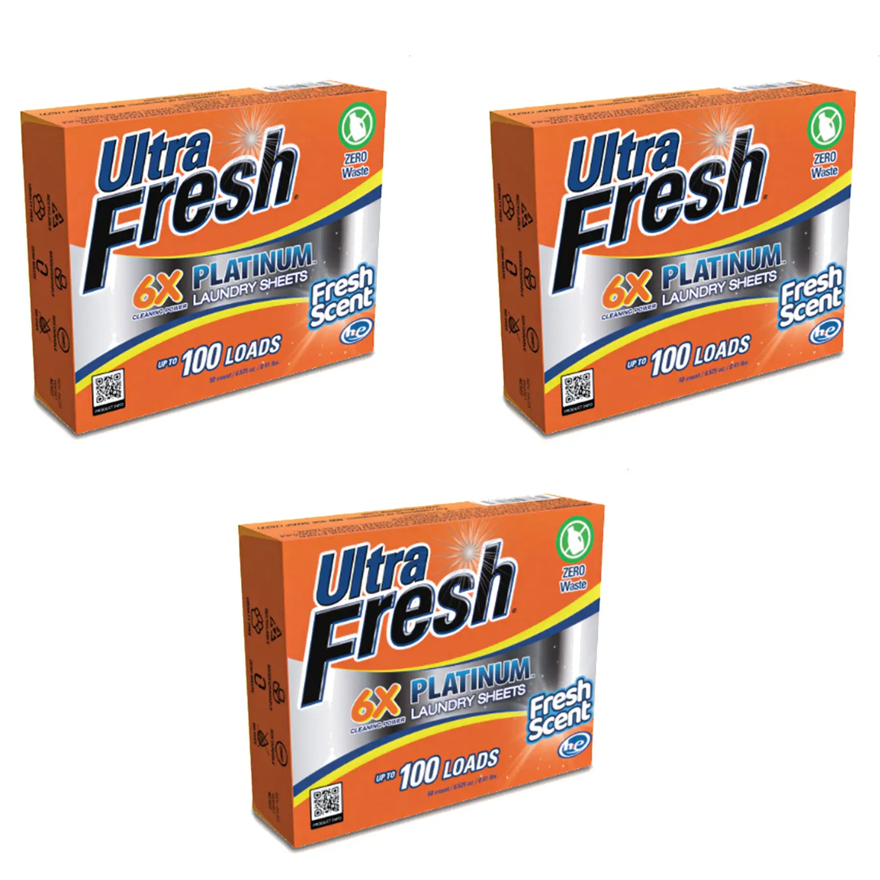 Ultra Fresh Platinum 6X Laundry Detergent Sheets with Fresh Scent, Set of 3