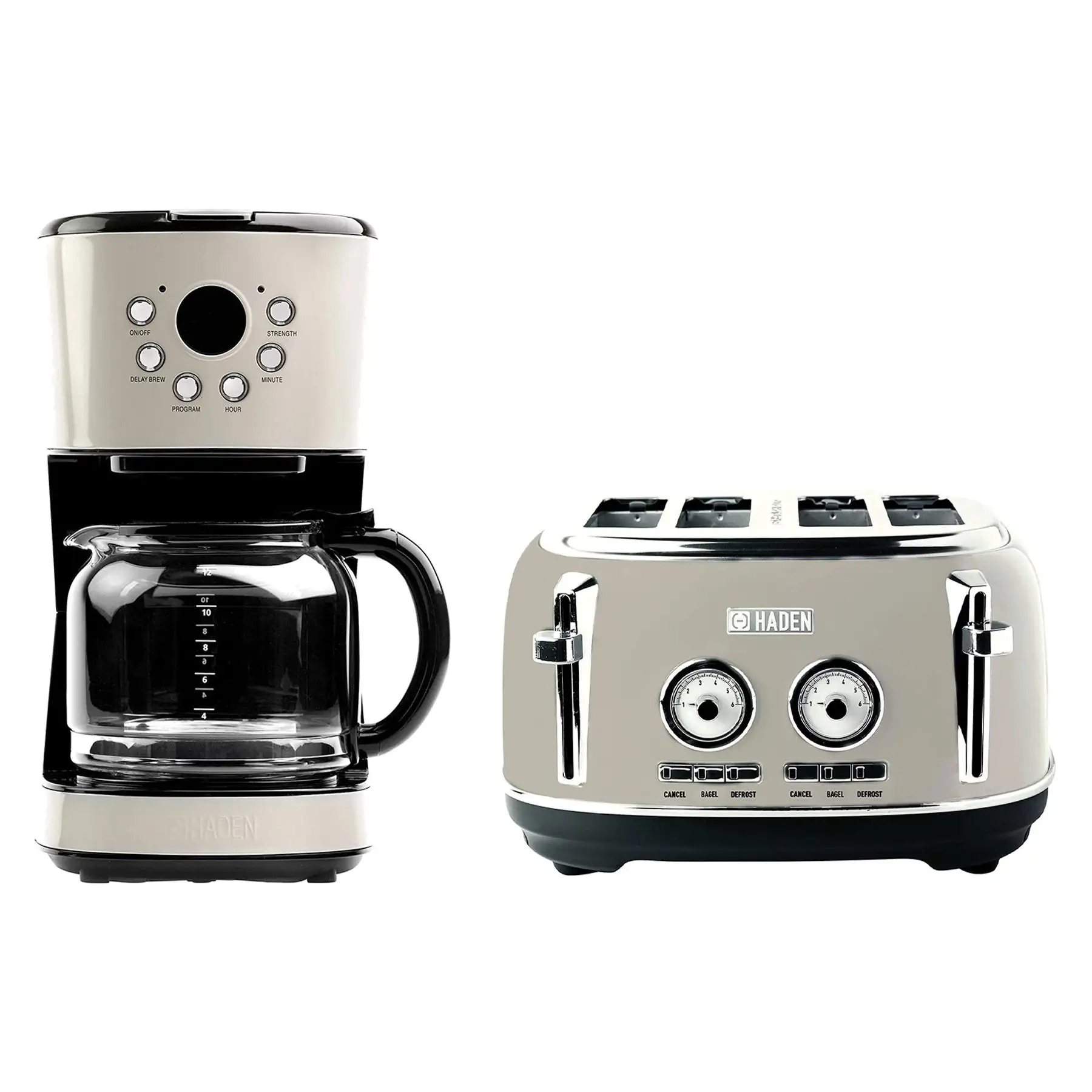 Haden 12 Cup Programmable Coffee Maker and 4-Slice Toaster Kitchen Appliance Set