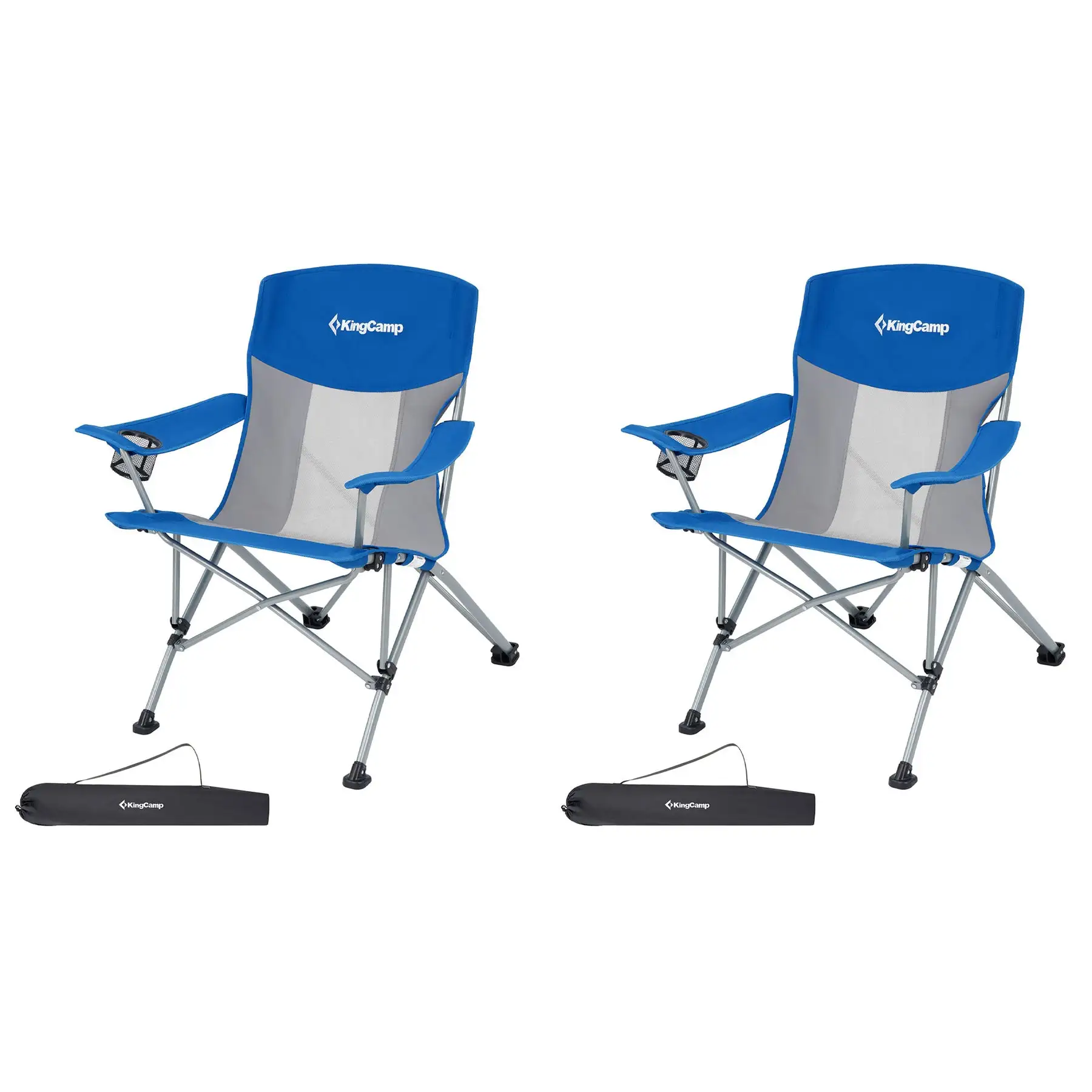 KingCamp Lightweight Foldable Outdoor Camping Lounger Chair, 2 Pack, Blue/Grey