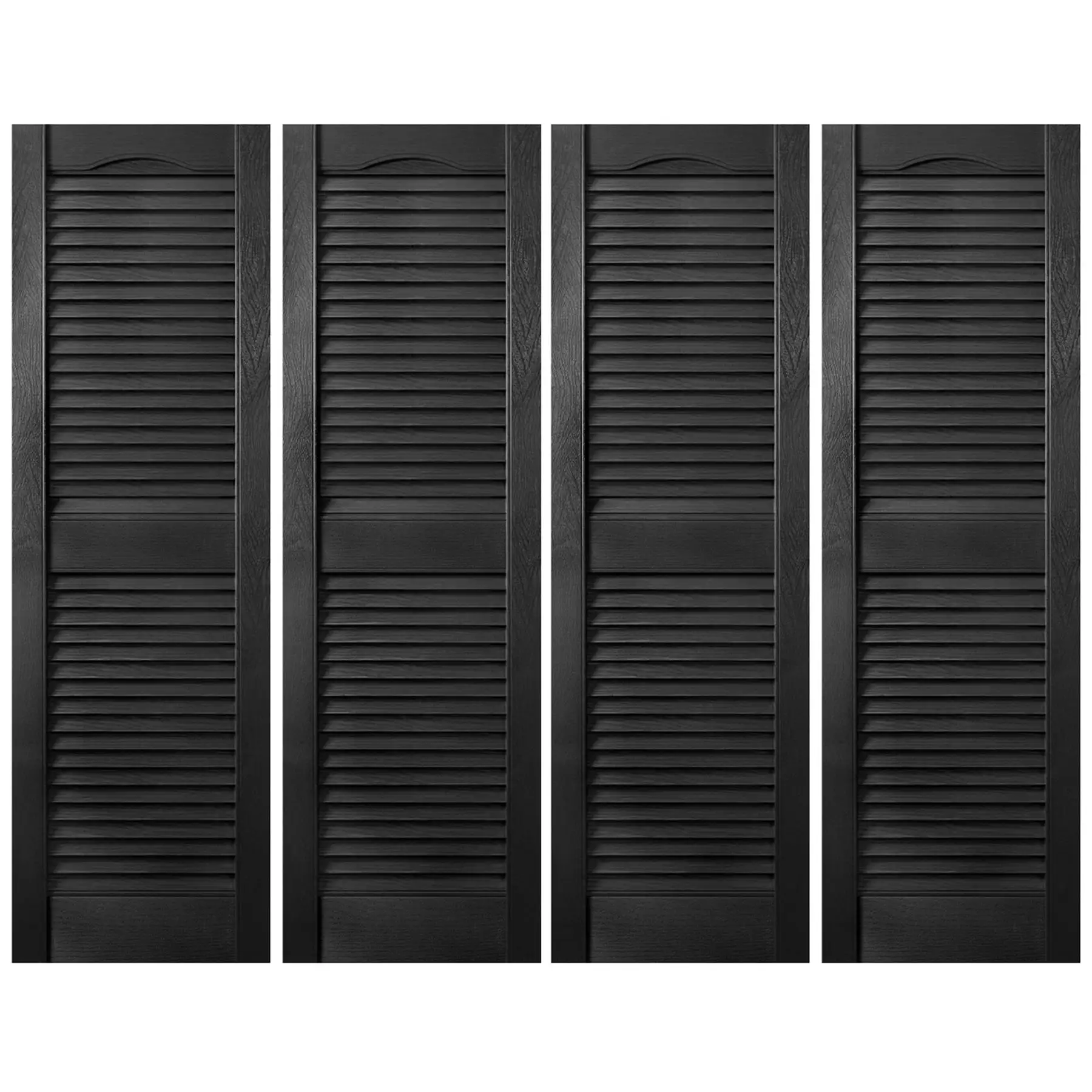 Plastic Development Group 14x67" Exterior Vinyl Louvered Shutters, 4 Pack, Black