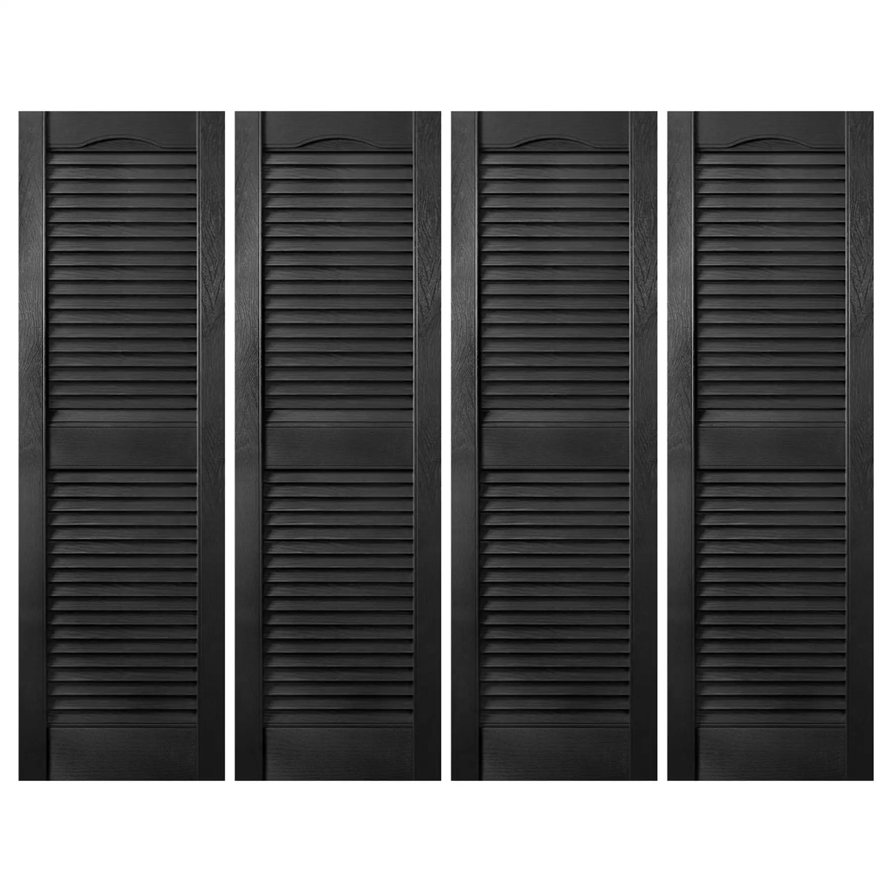 Plastic Development Group 14x71" Exterior Vinyl Louvered Shutters, 4 Pack, Black