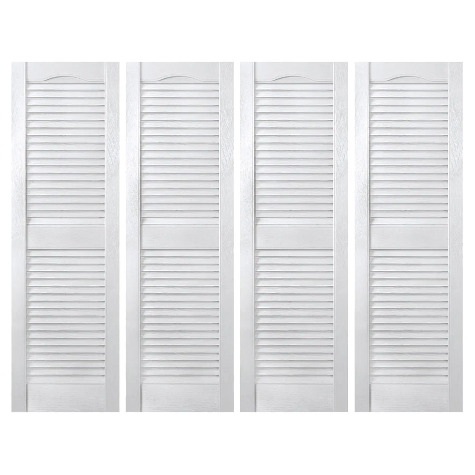 Plastic Development Group 14 x 43 Inch Vinyl Louvered Shutters, 4 Pack, White