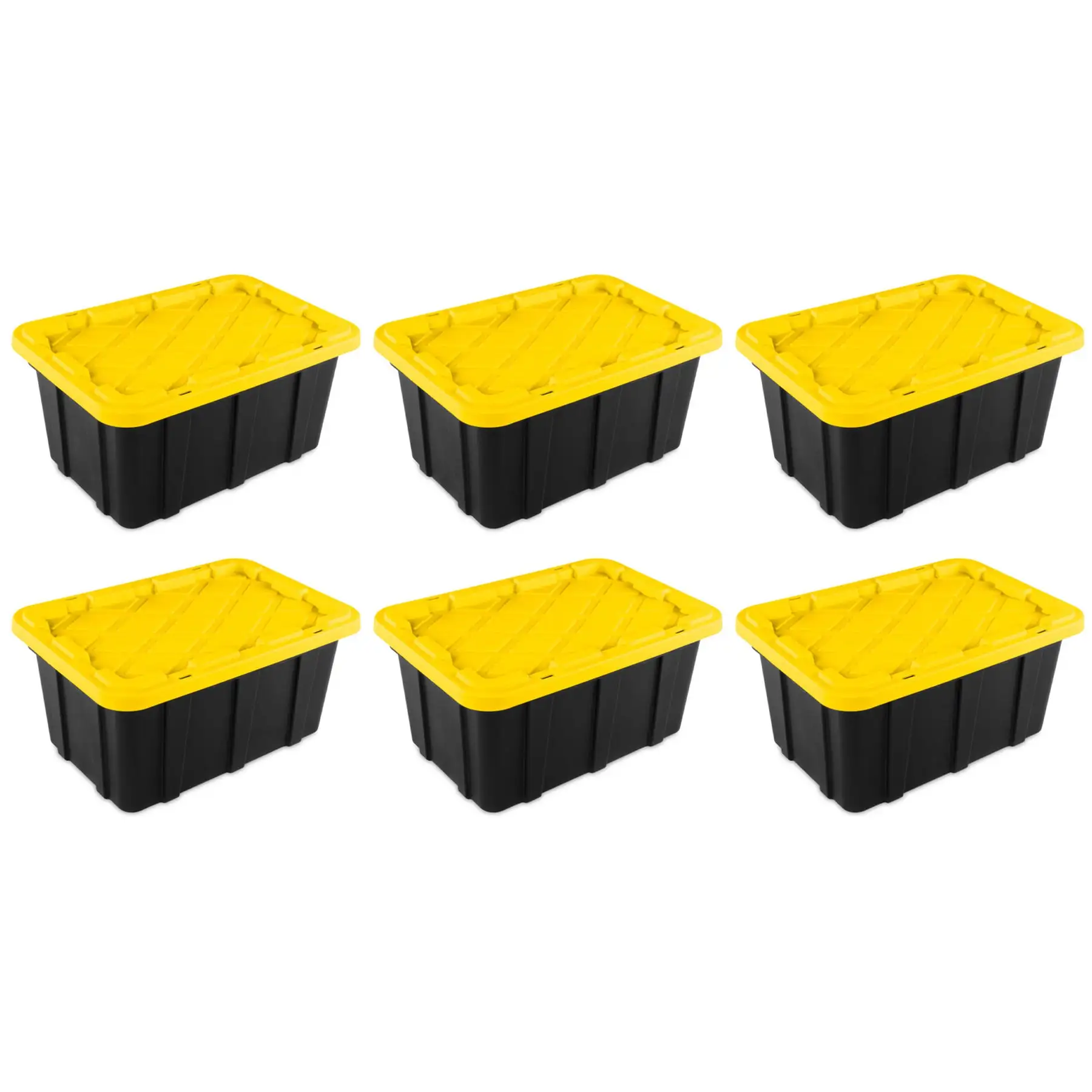 Sterilite 17 Gallon Industrial Stackable Storage Tote Lidded Containers, 6 Pack