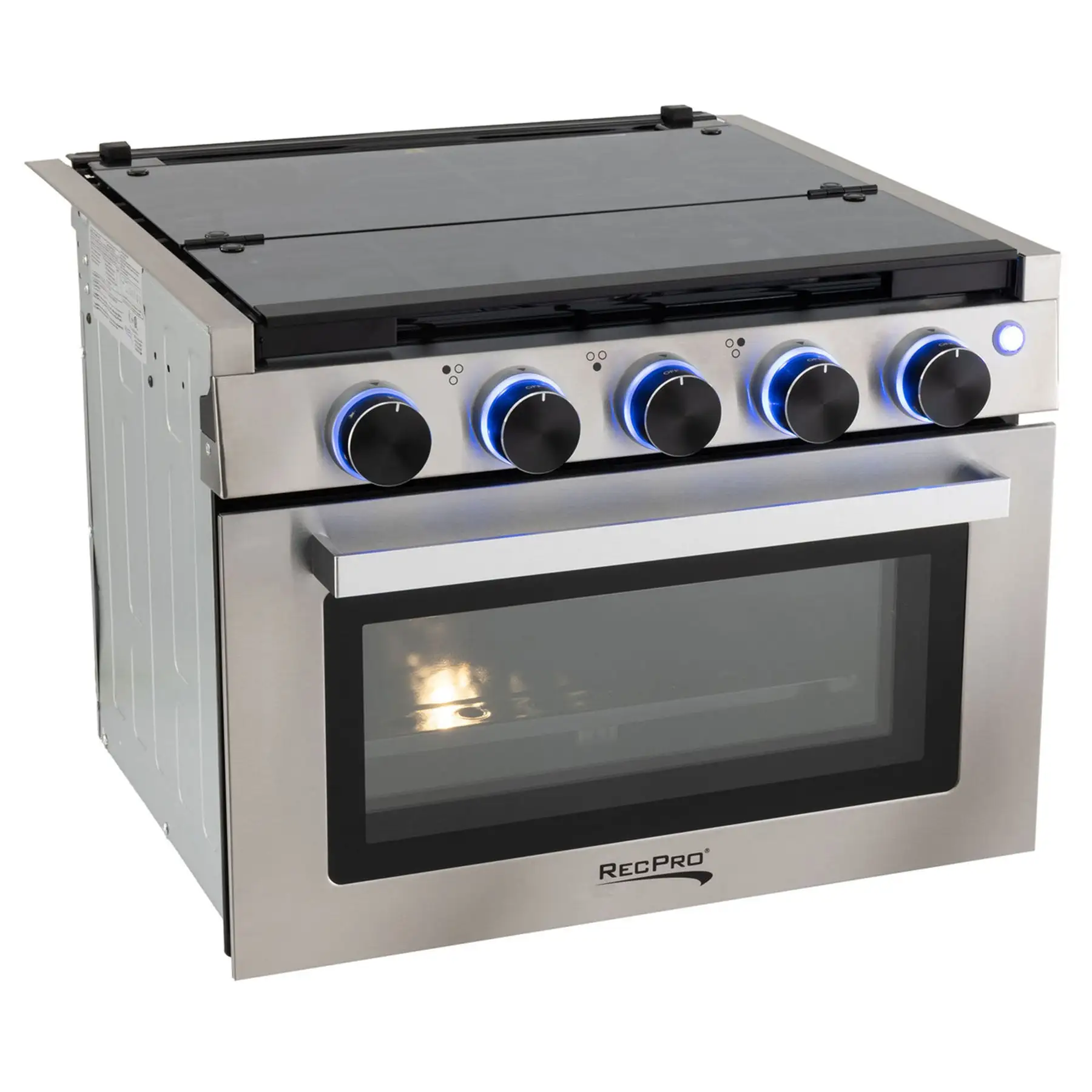 RecPro 21" Tall 3 Burner Propane RV Stove Gas Range without Range Hood, Silver