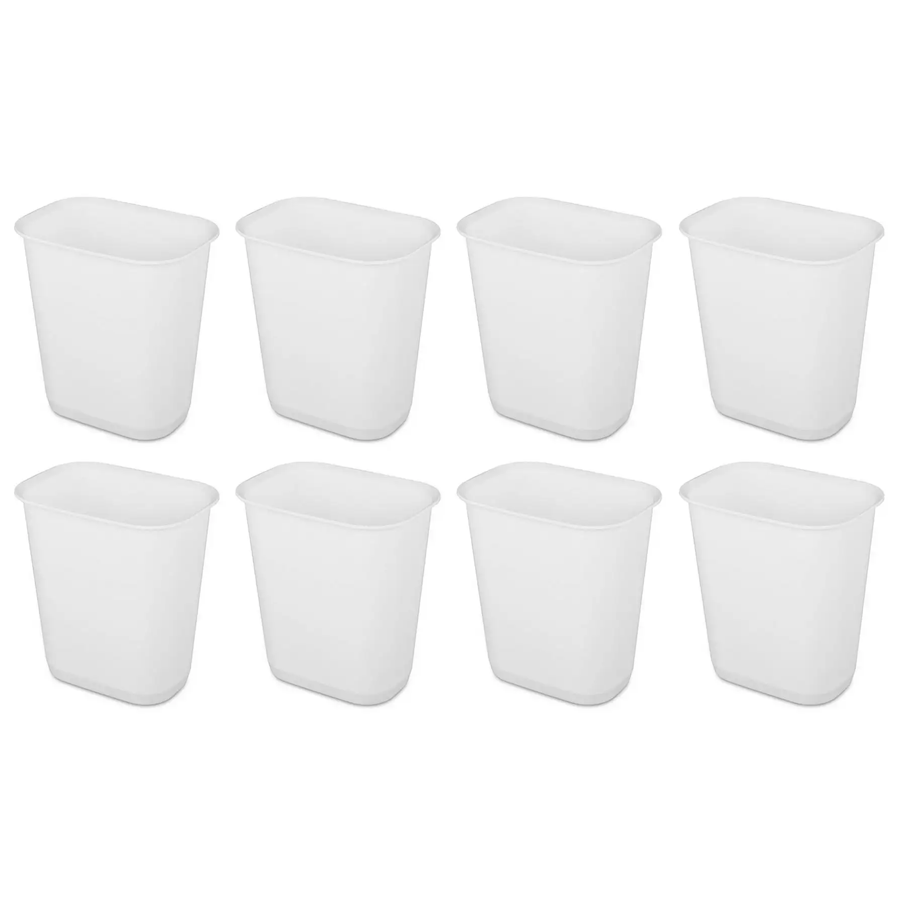 Sterilite 3 Gallon Rectangular Wastebasket Small Home Trash Bin, 8 Pack, White