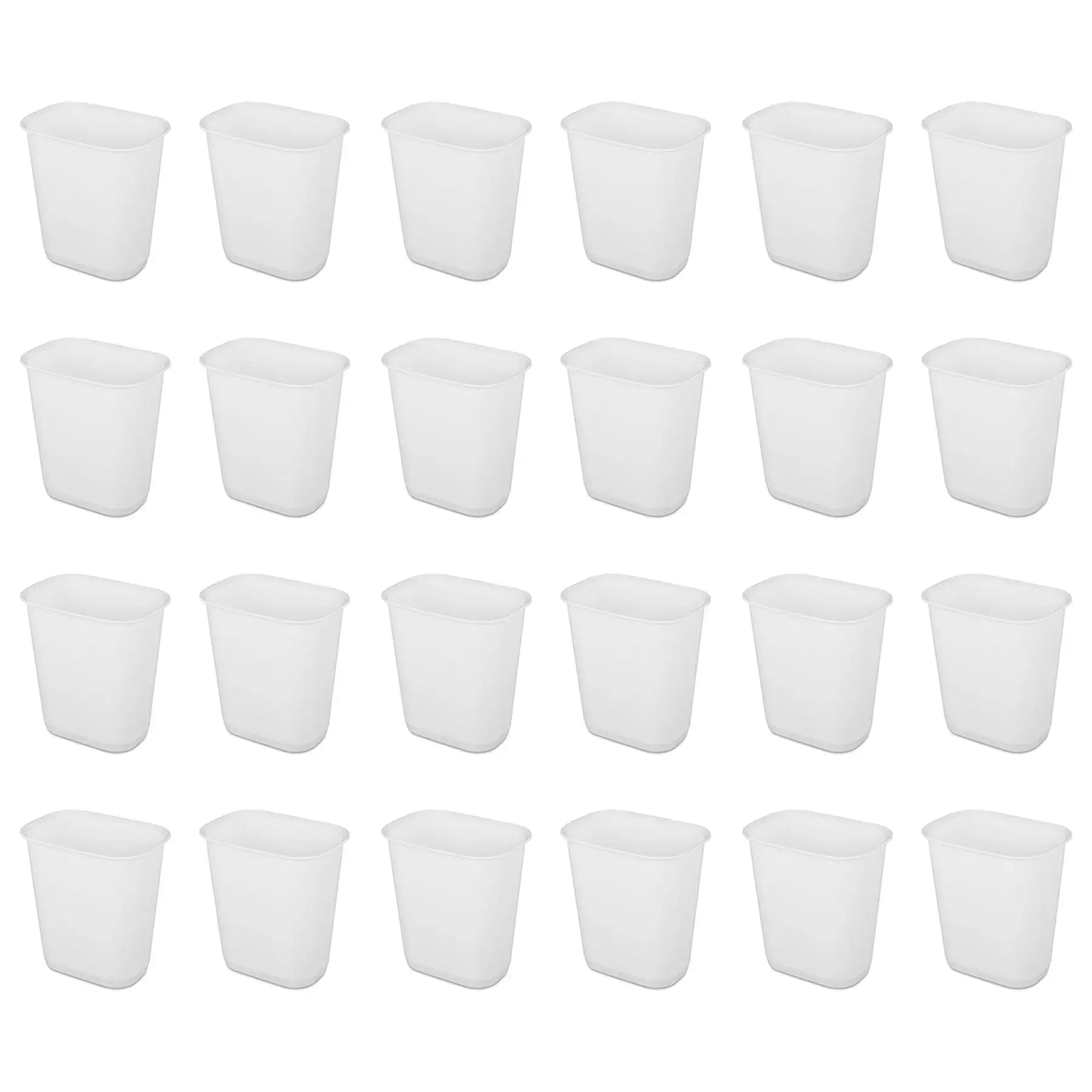 Sterilite 3 Gallon Rectangular Wastebasket Small Home Trash Bin, 24 Pack, White