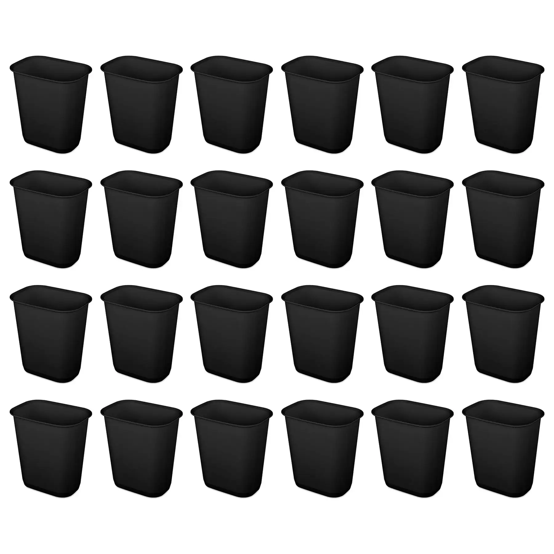 Sterilite 3 Gallon Rectangular Wastebasket Small Home Trash Bin, 24 Pack, Black