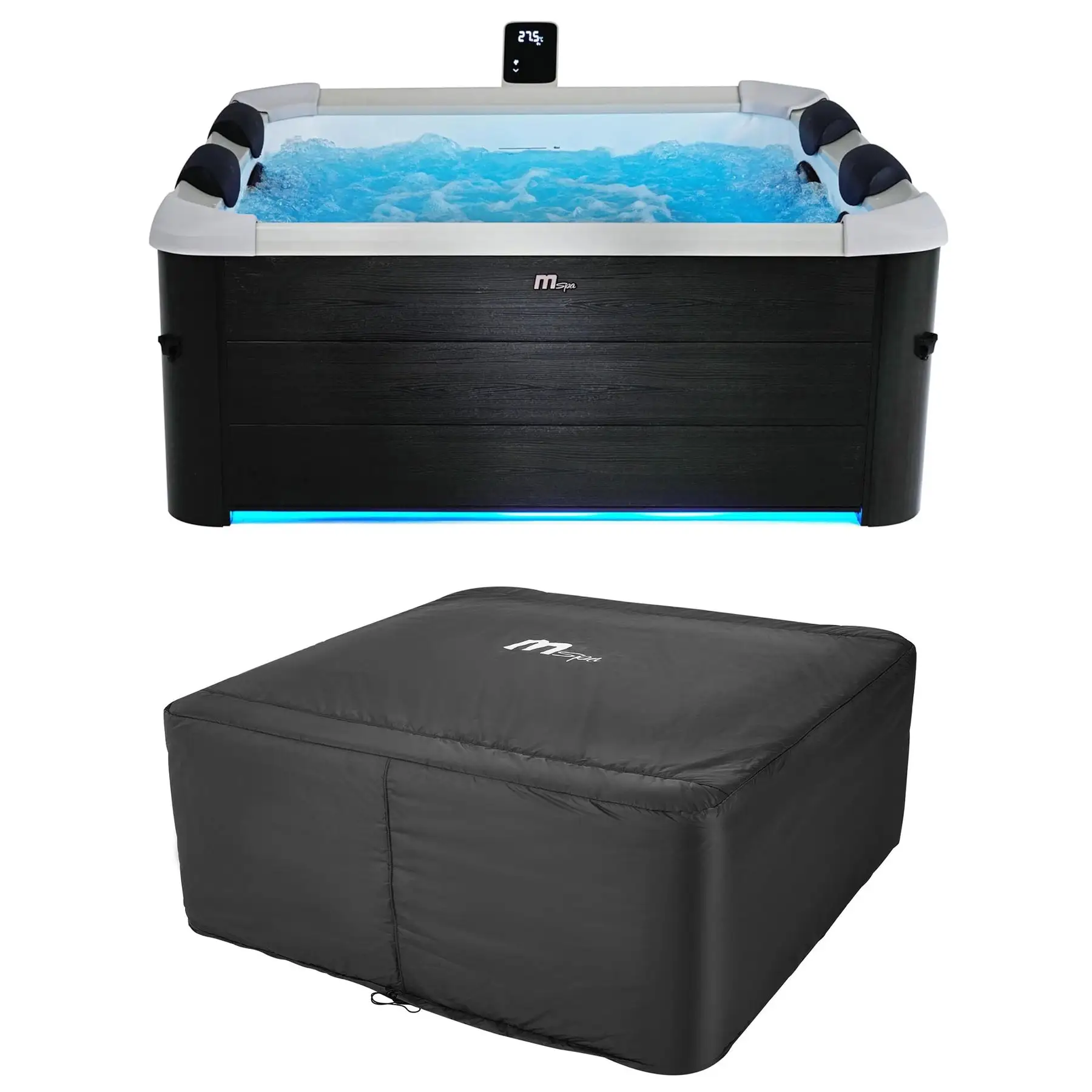 MSpa Oslo 6 Person Squared Hot Tub Relaxing Massage Jet Spa with Thermal Cover