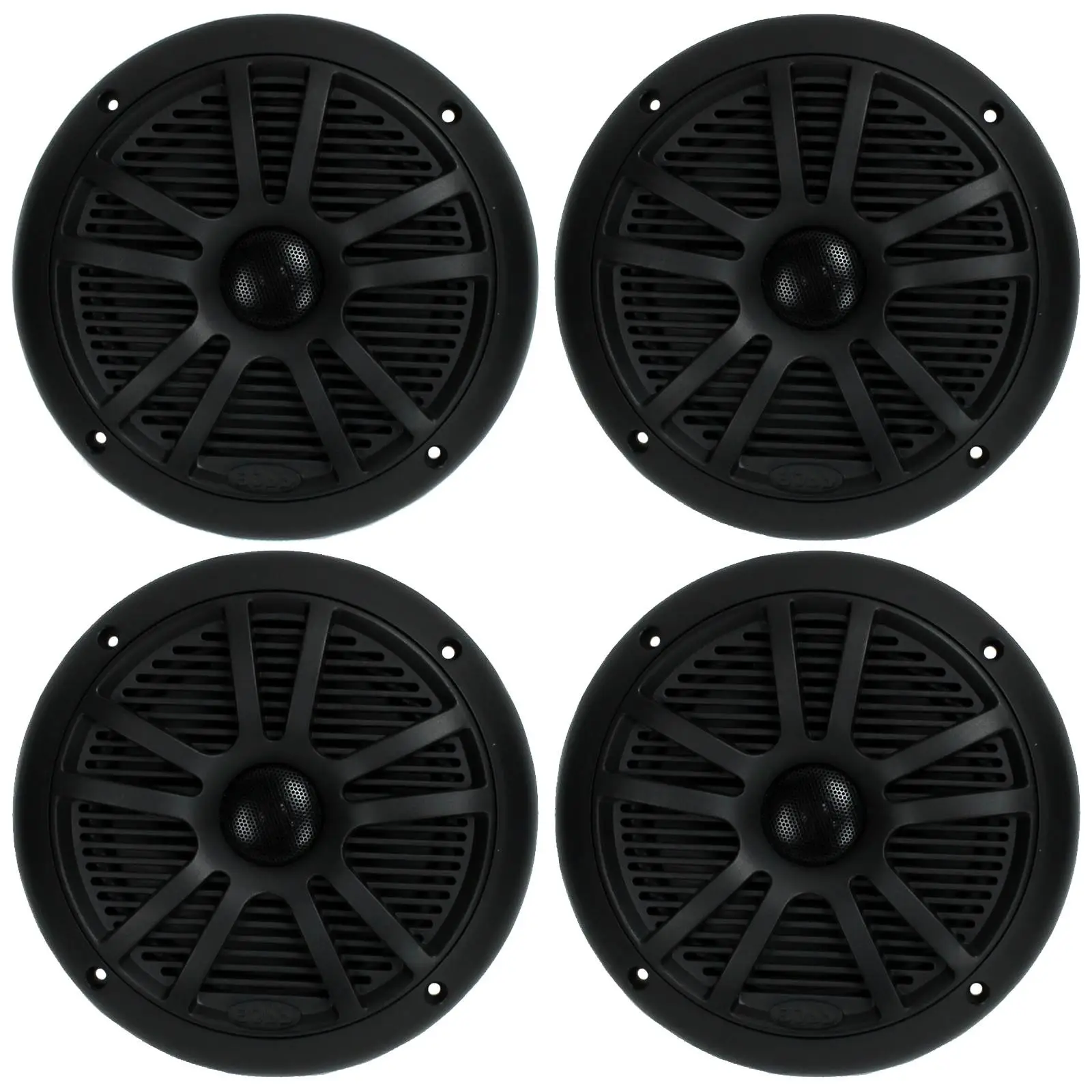 BOSS 6.5" 360W Dual Cone Black Marine Boat Outdoor Audio Speakers, 4pk>MR6B