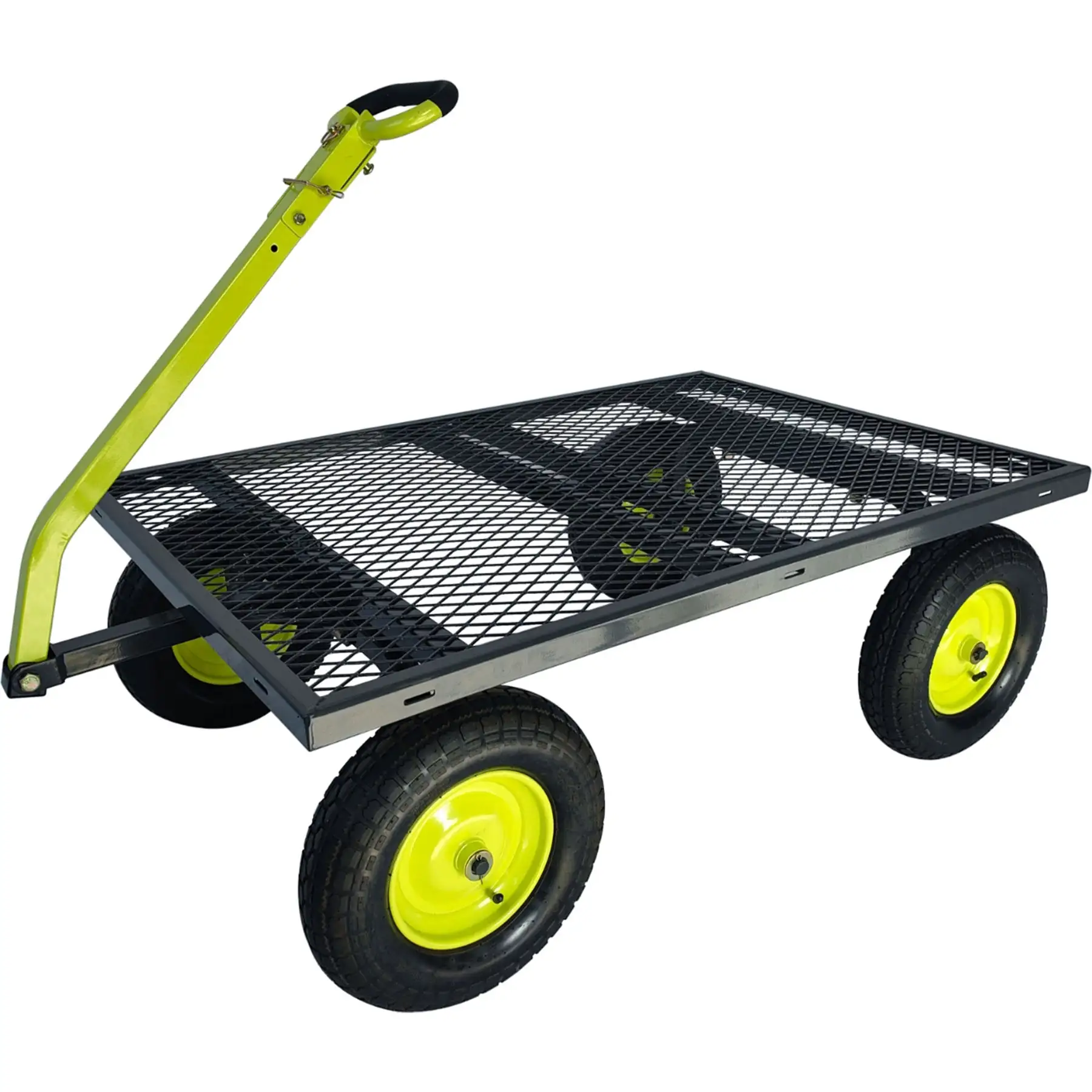 Yard Tuff Jumbo Wagon Steel Mesh Deck Utility Outdoor Yard Cart, 34 x 52 Inch