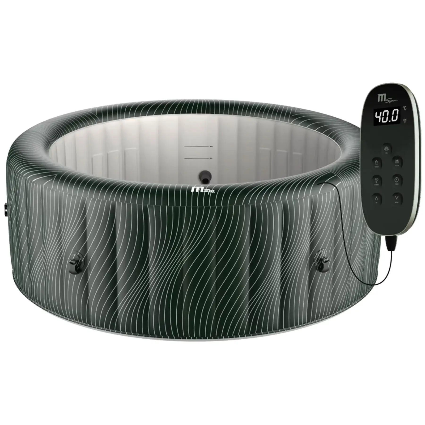 MSpa Round Inflatable Spa with LED Light and Remote Control, Meteor, Black/Green