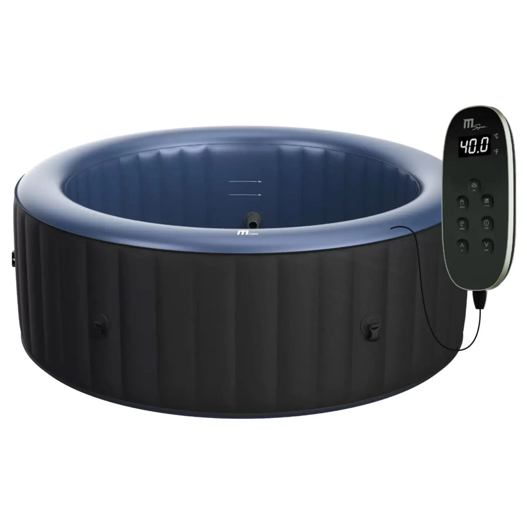 MSpa Round Inflatable Spa w/ LED Light and Remote Control, Bergen, Charcoal Grey